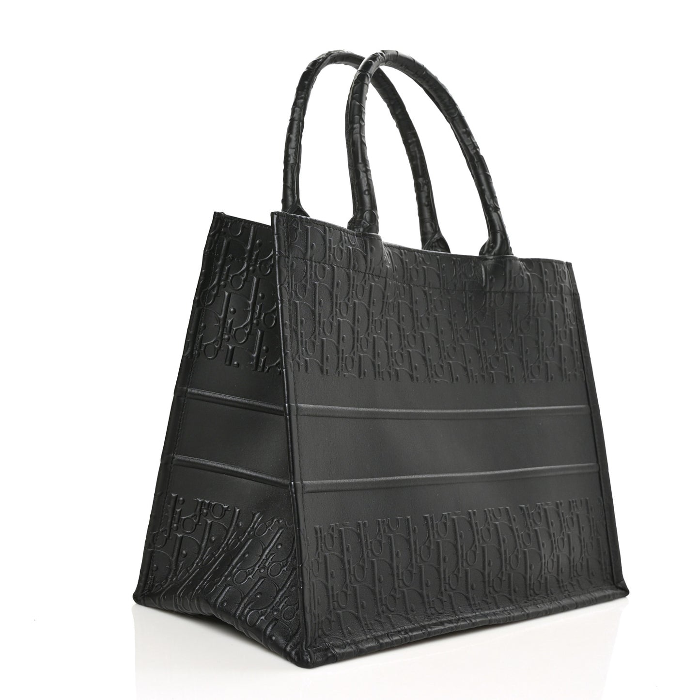 Oblique Calfskin Embossed Medium Book Tote Black