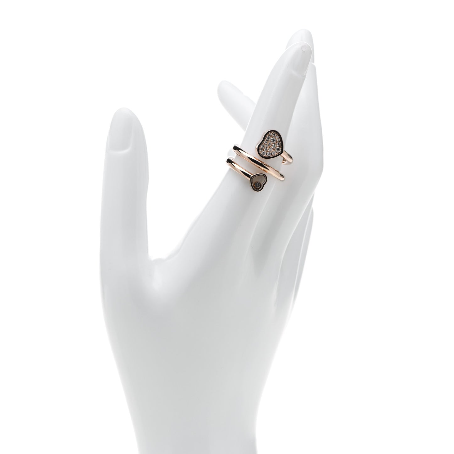 18K Rose Gold Diamond Pave Happy Hearts Twist Ring 53 6.25