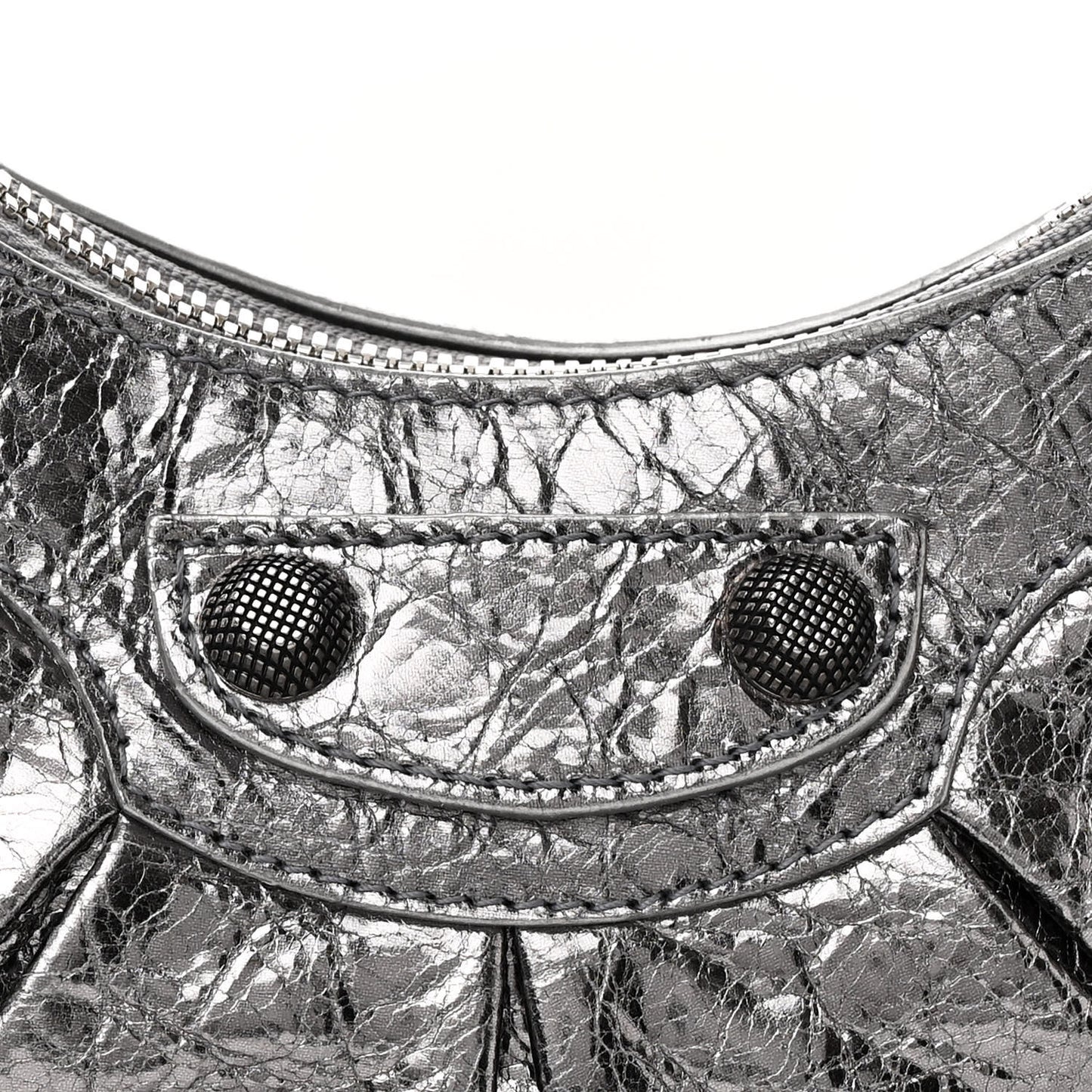 Metallic Agneau Arena Le Cagole Shoulder Bag XS Silver
