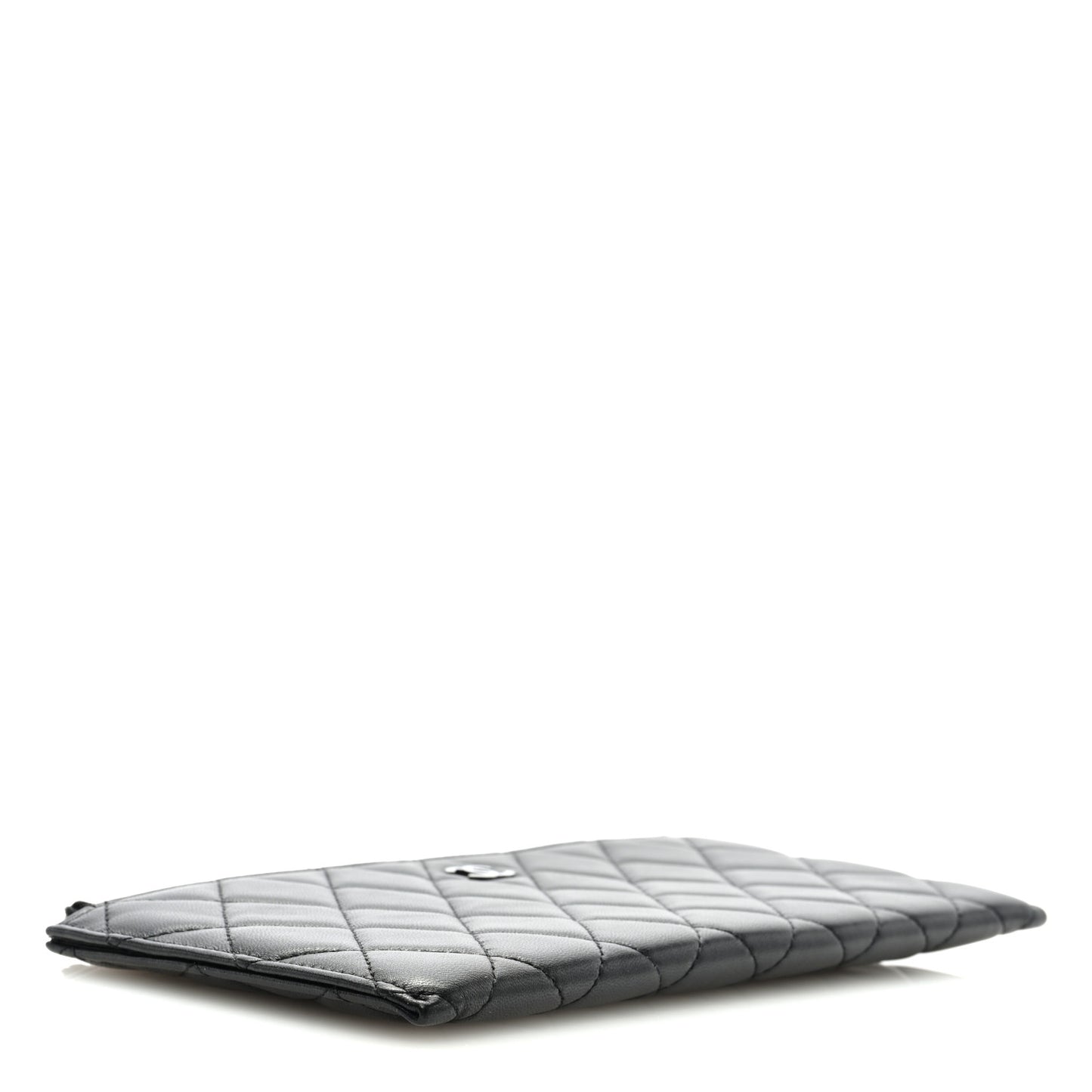 Lambskin Quilted Zip Pouch Black