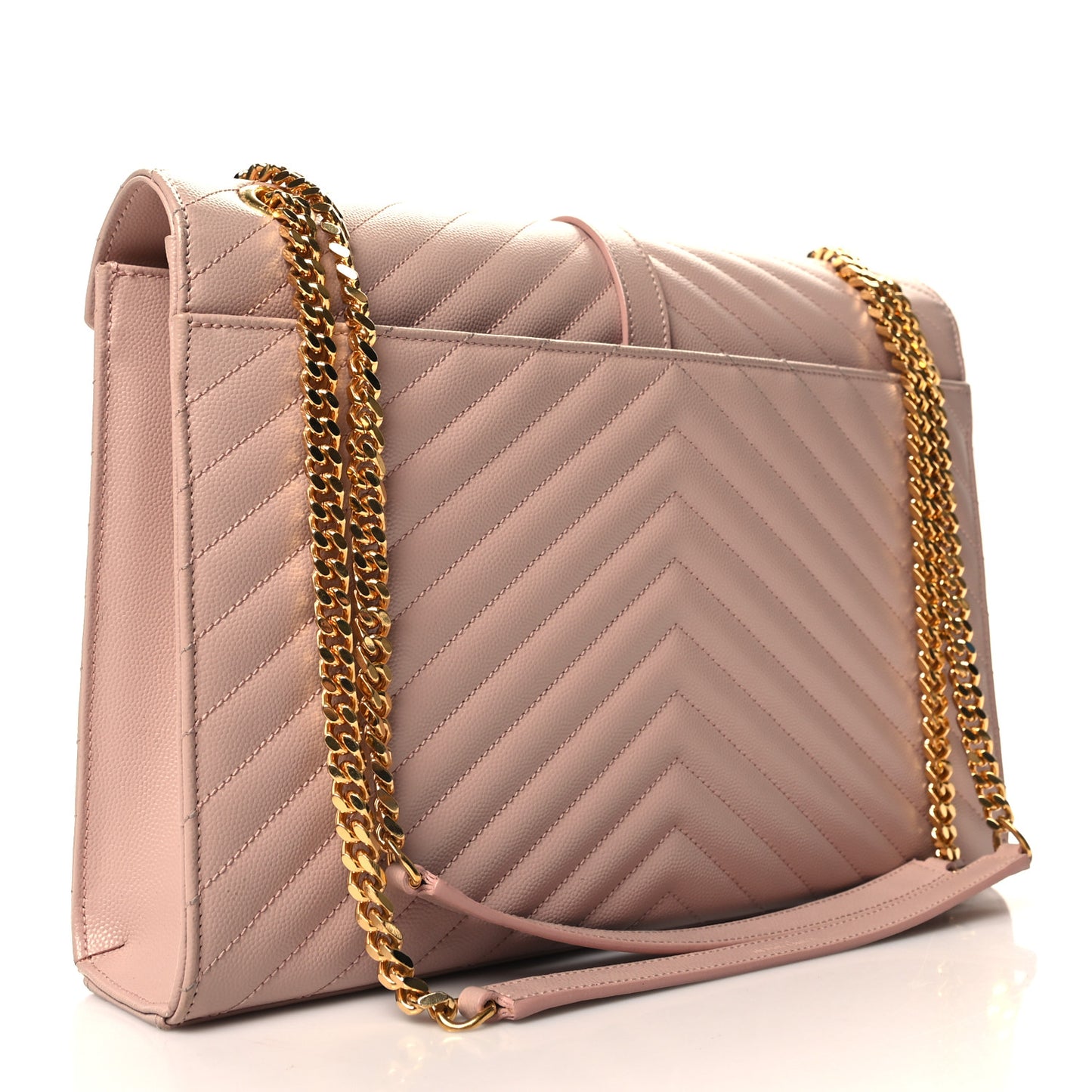 Grain De Poudre Matelasse Chevron Large Monogram Satchel Pale Pink
