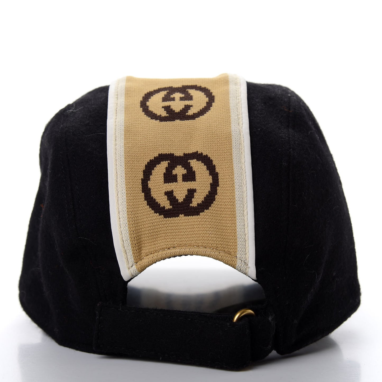 Wool Interlocking GG Stripe Baseball Hat L Black