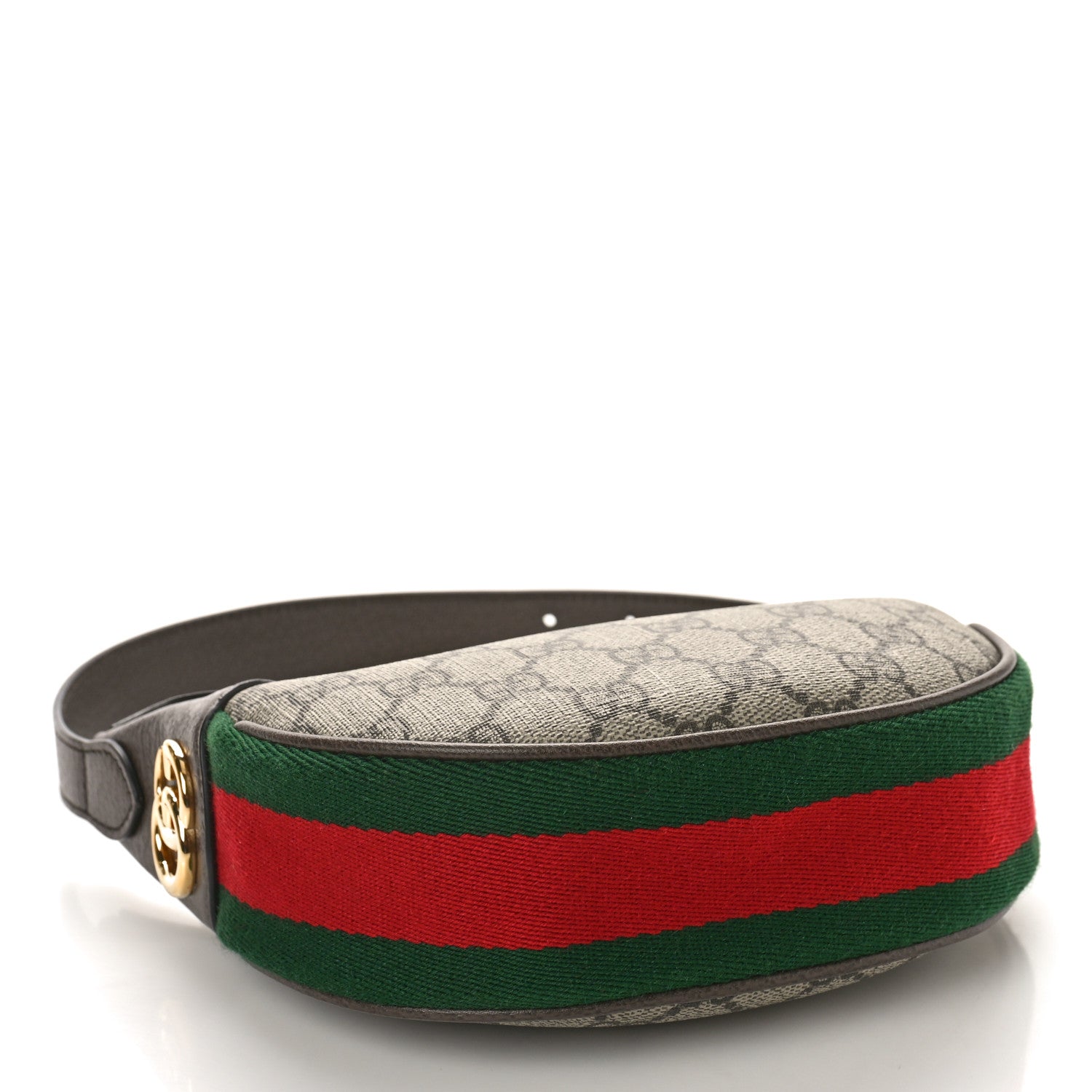 Gucci GG Supreme Monogram Textured Calfskin Web Mini Ophidia Half Moon Hobo Beige Ebony New Acero 4 of 11