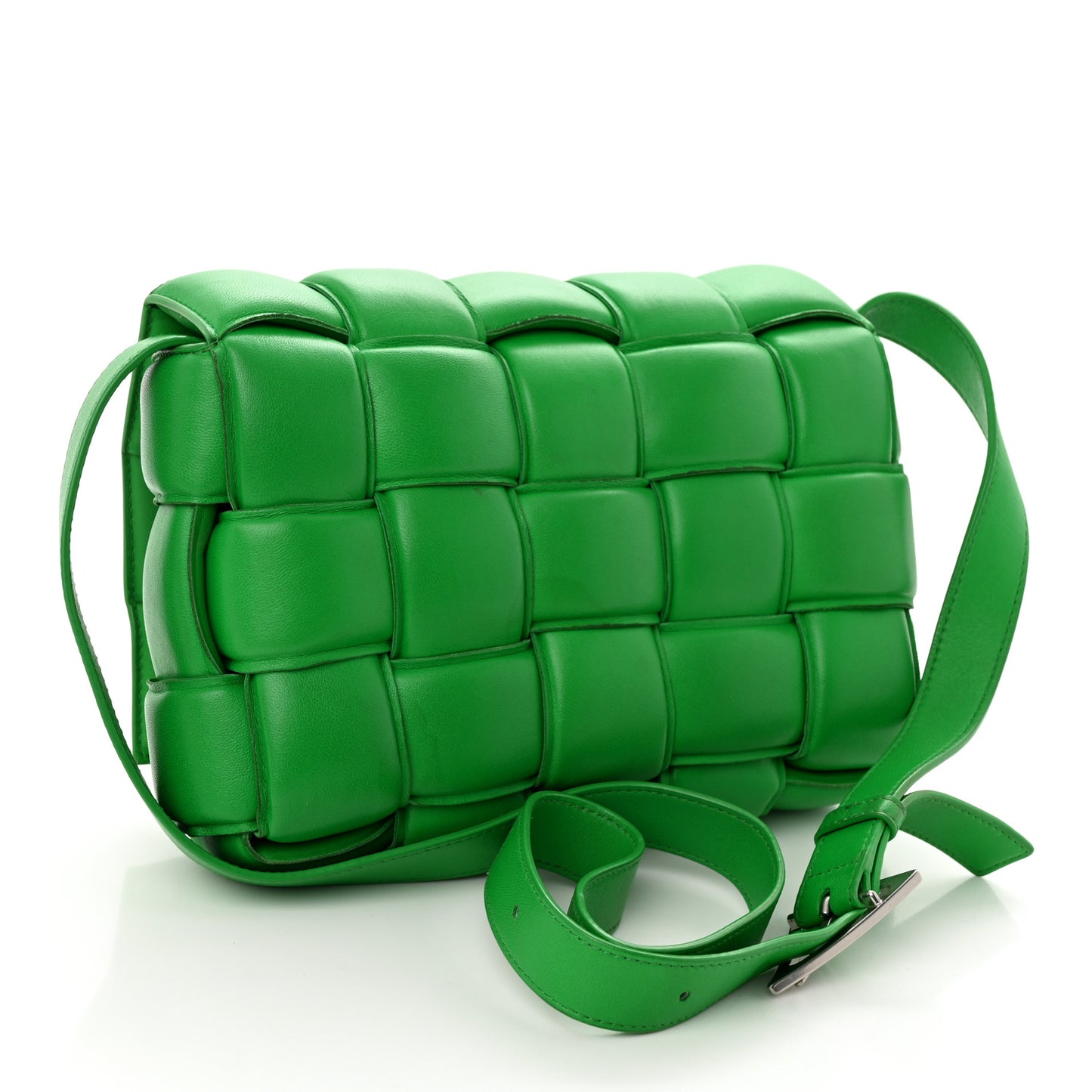 Nappa Maxi Intreccio Padded Cassette Crossbody Bag Grass