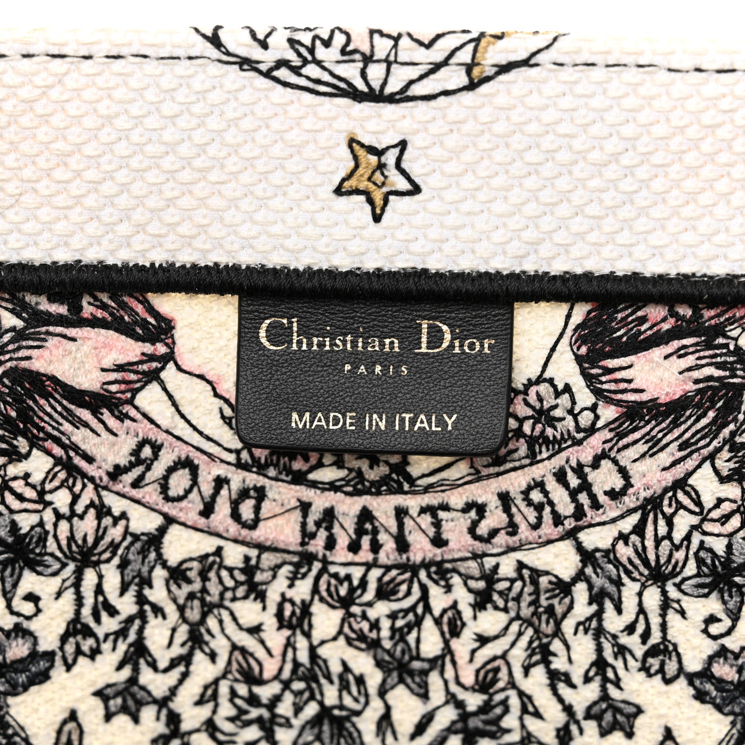 Christian Dior Canvas Embroidered Large Butterfly Around The World Book Tote White Pastel Pink 6 of 11