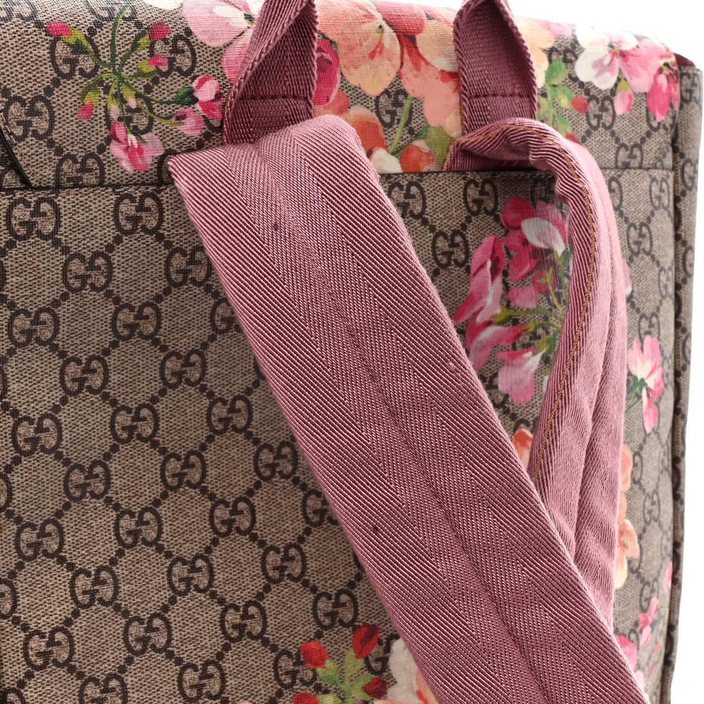 GG Supreme Monogram Blooms Medium Single Buckle Backpack Beige Multicolor Dry Rose