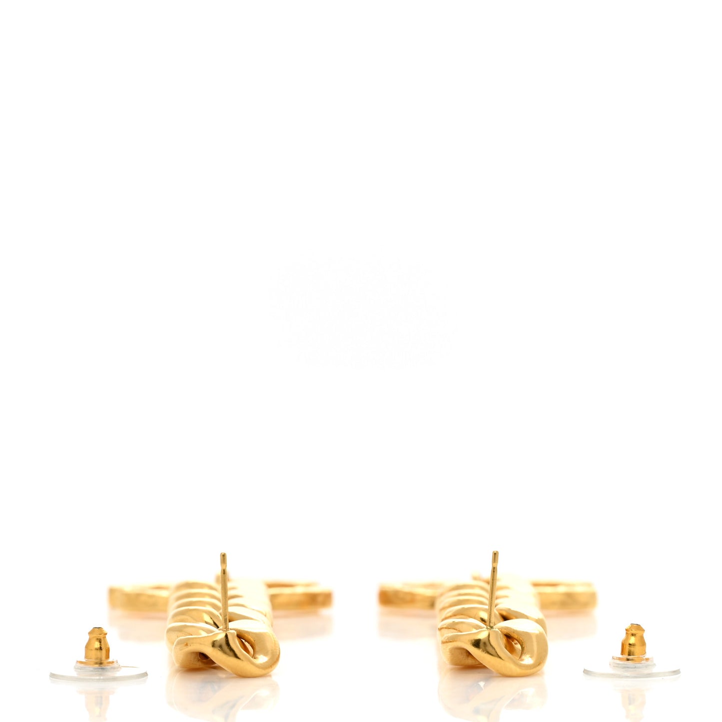 Metal CC Pick Drop Earrings Gold