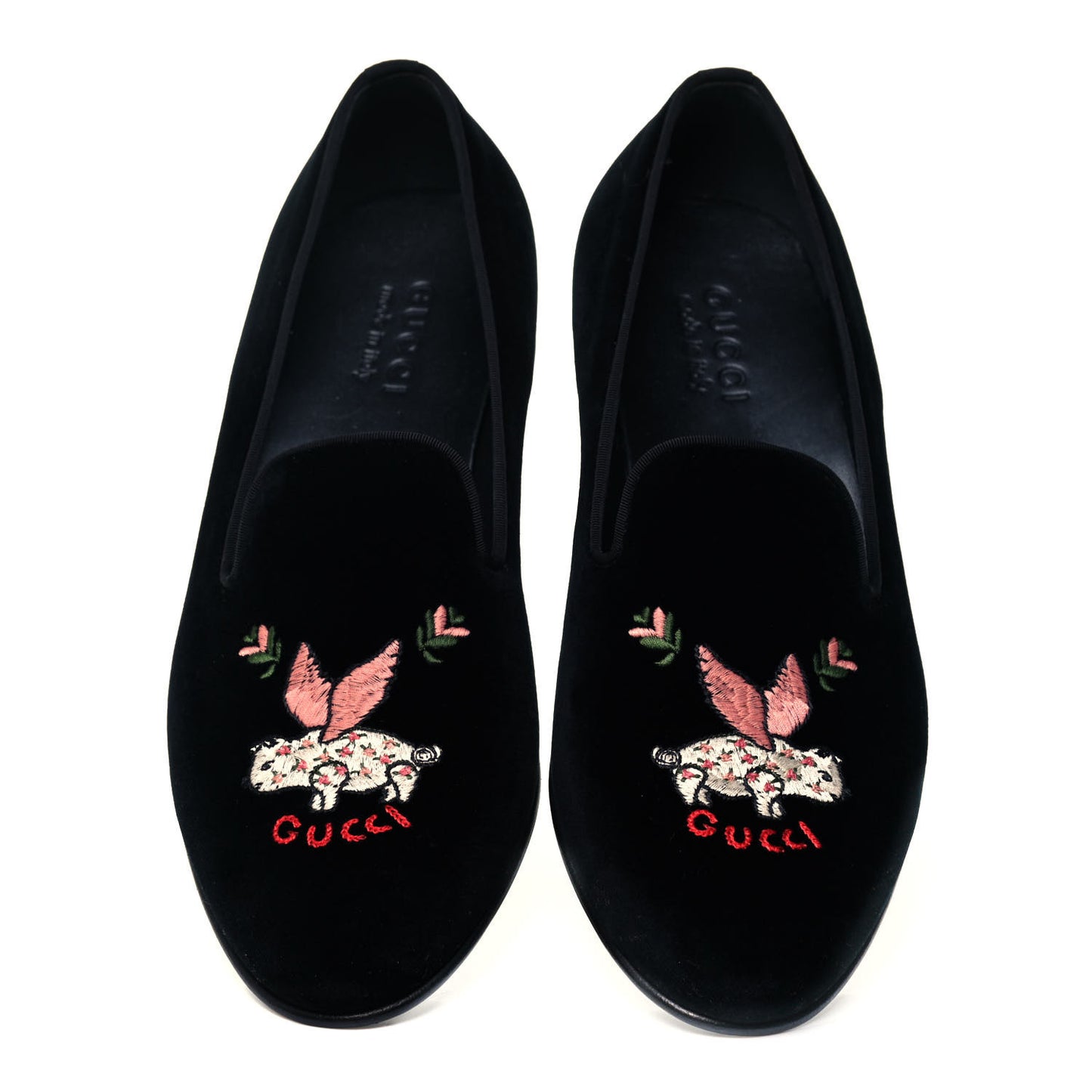 Velvet Embroidered Mens Loafers 8 Black