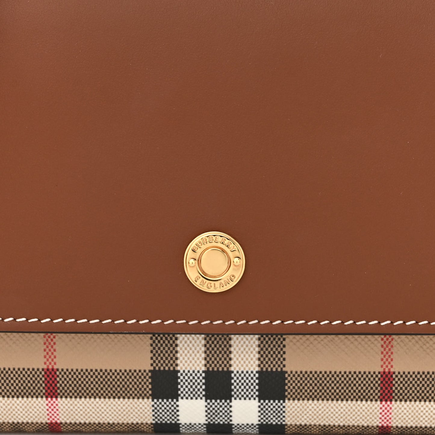 Calfskin Vintage Check Wallet With Detachable Strap Archive Beige Tan