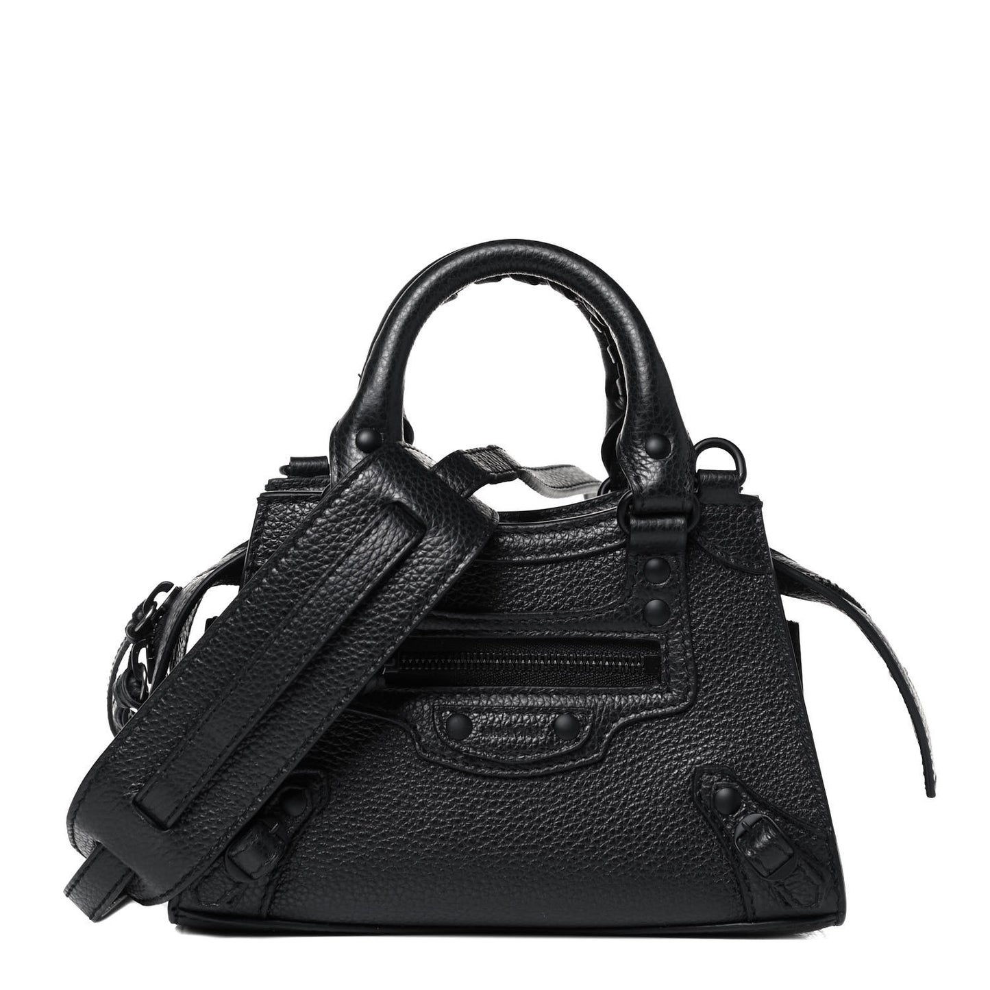 Grained Calfskin Neo Classic Black Hardware Nano City Crossbody Black