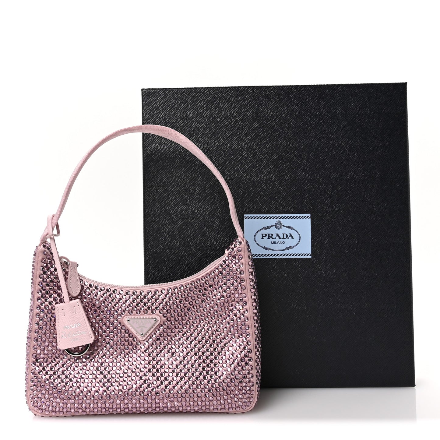 Satin Crystal Mini Re-Edition 2000 Bag Alabastro
