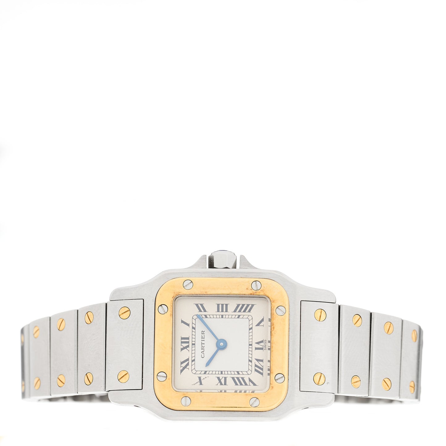 Stainless Steel 18K Yellow Gold 24mm Santos De Cartier Galbee Quartz Watch