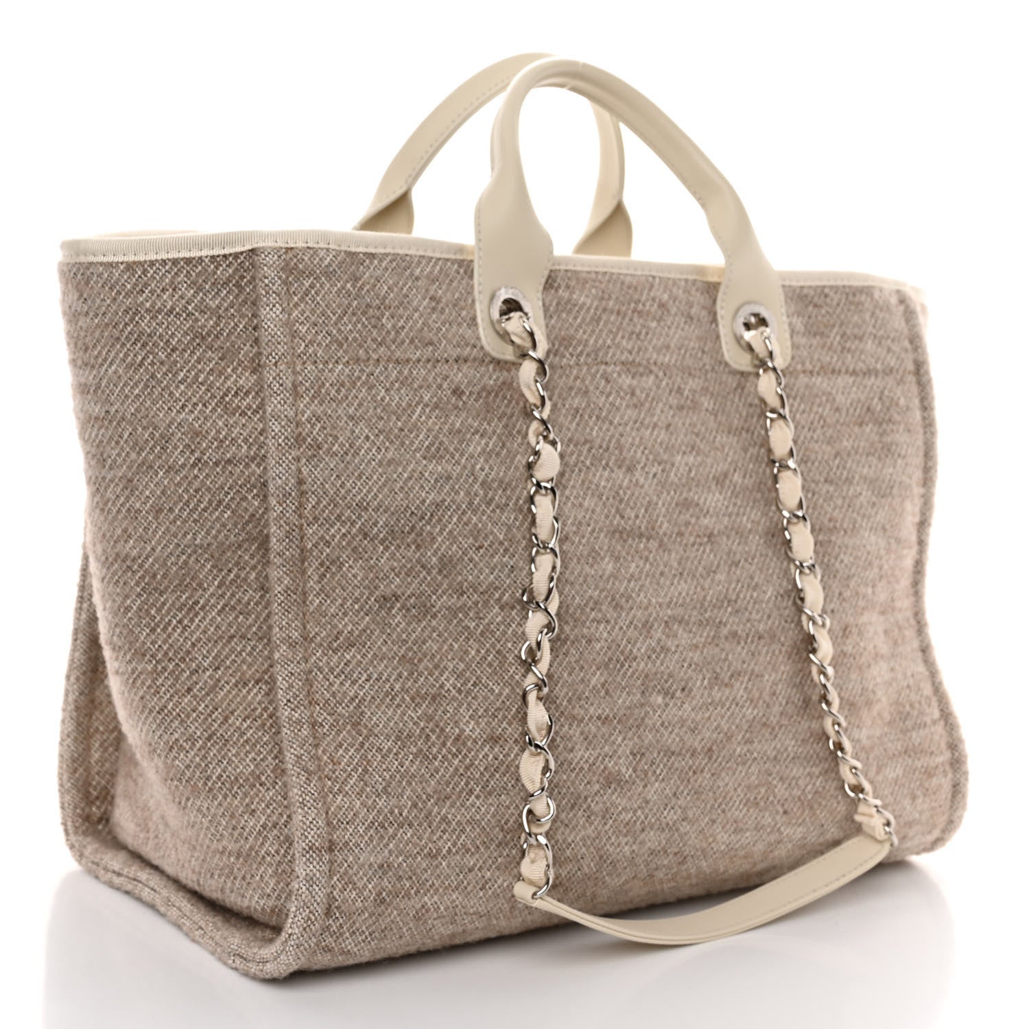 Chanel Mixed Fibers Calfskin Medium Deauville Tote Light Grey 3 of 10