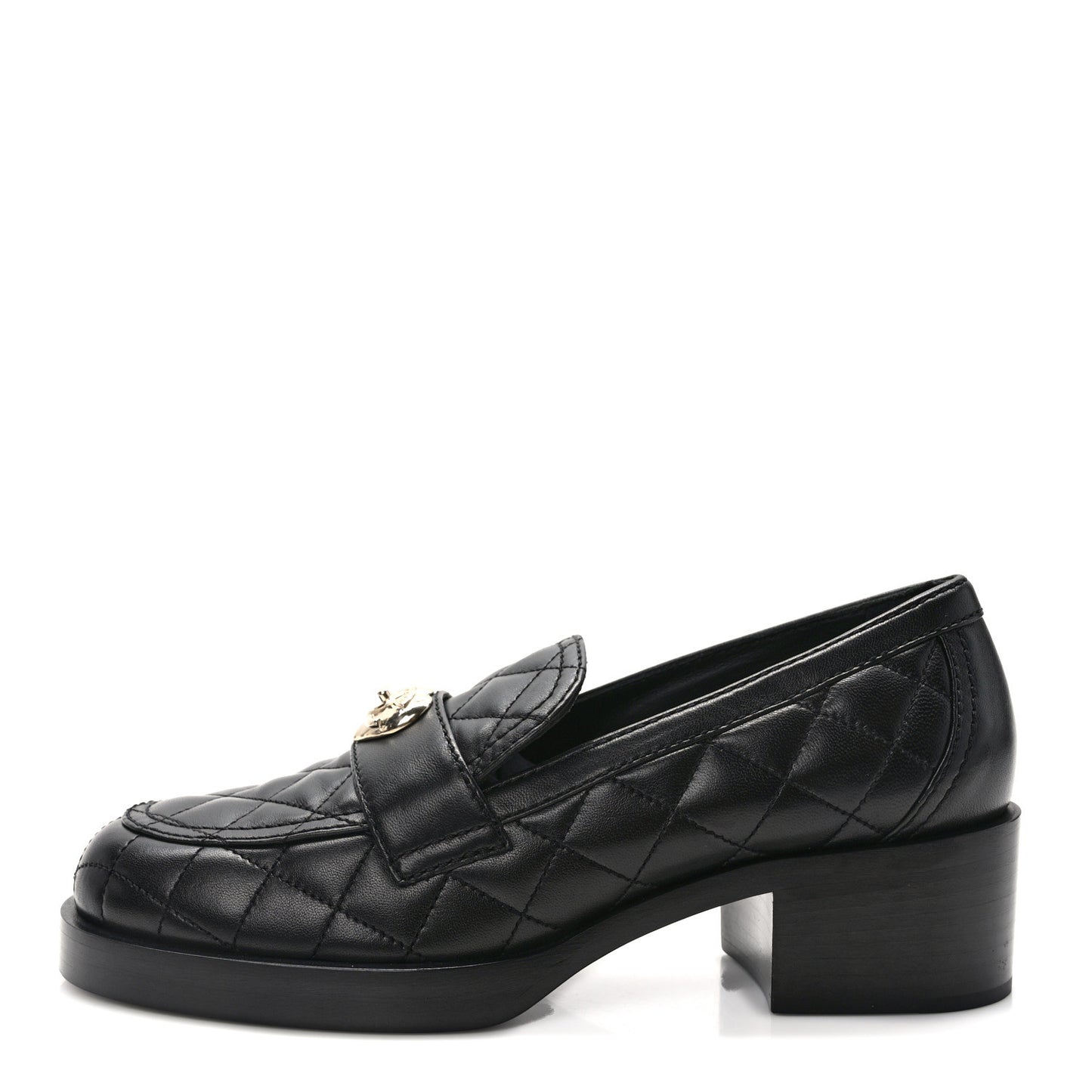 Lambskin Quilted CC Heart Loafers 38 Black