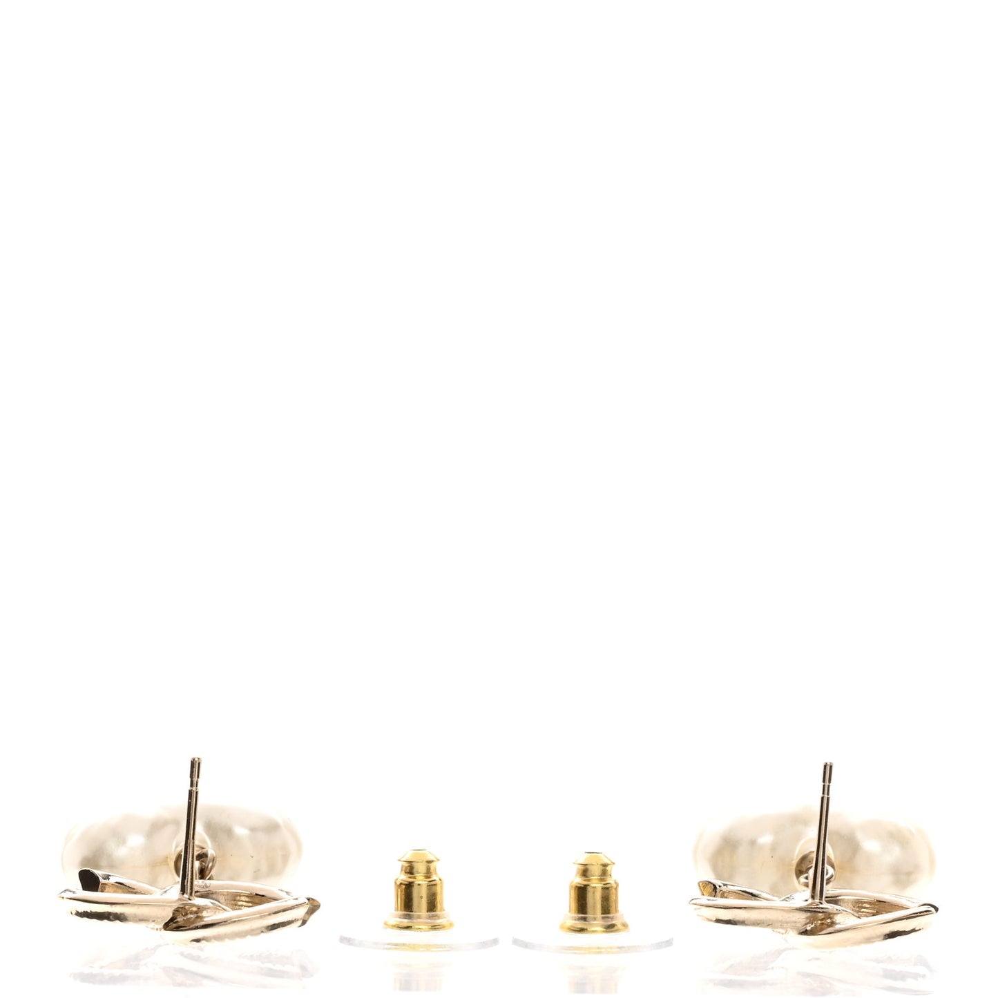 Pearl CC Heart Drop Earrings Gold