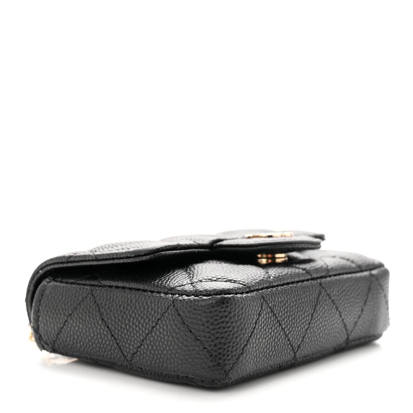 Caviar Quilted Mini Chain Belt Bag Black