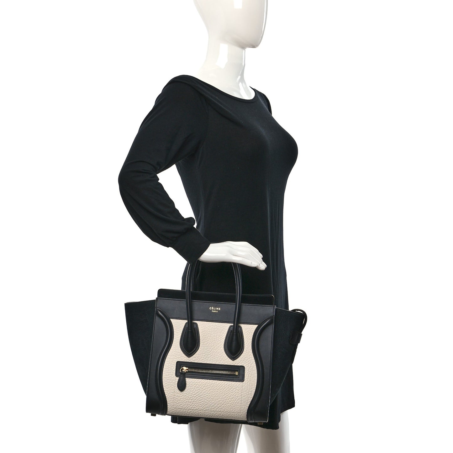 Bullhide Calfskin Nubuck Bi-Color Luggage Black White
