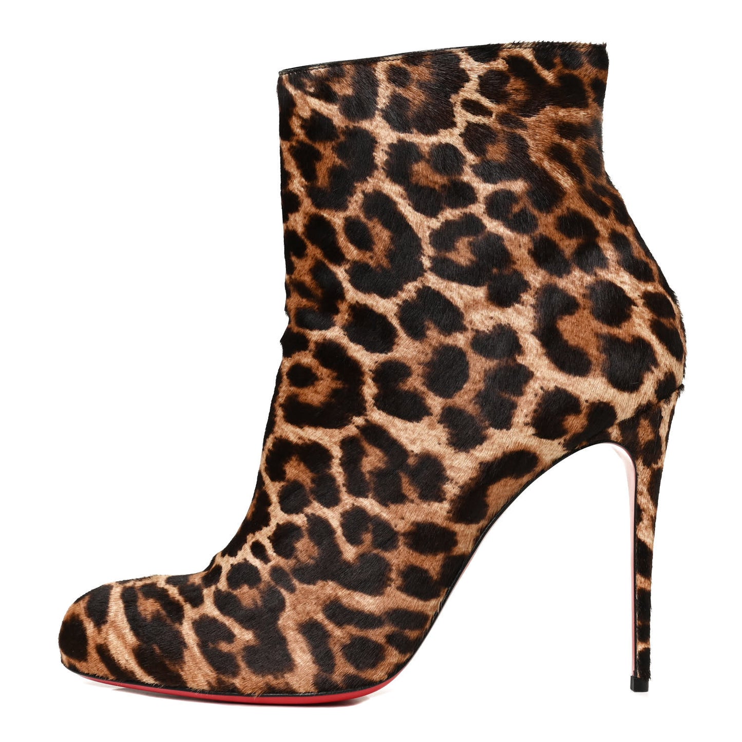 Calf Hair Leopard Print Ankle Boots 40.5