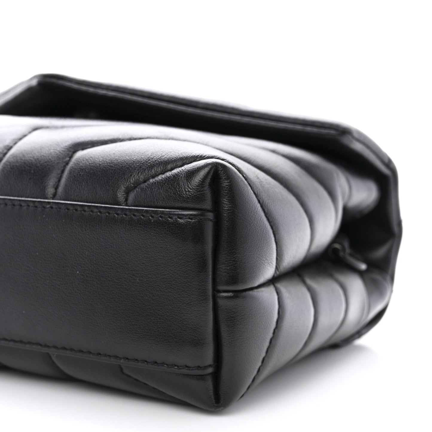Calfskin Y Quilted Monogram Monochrome Toy Loulou Crossbody Bag Black