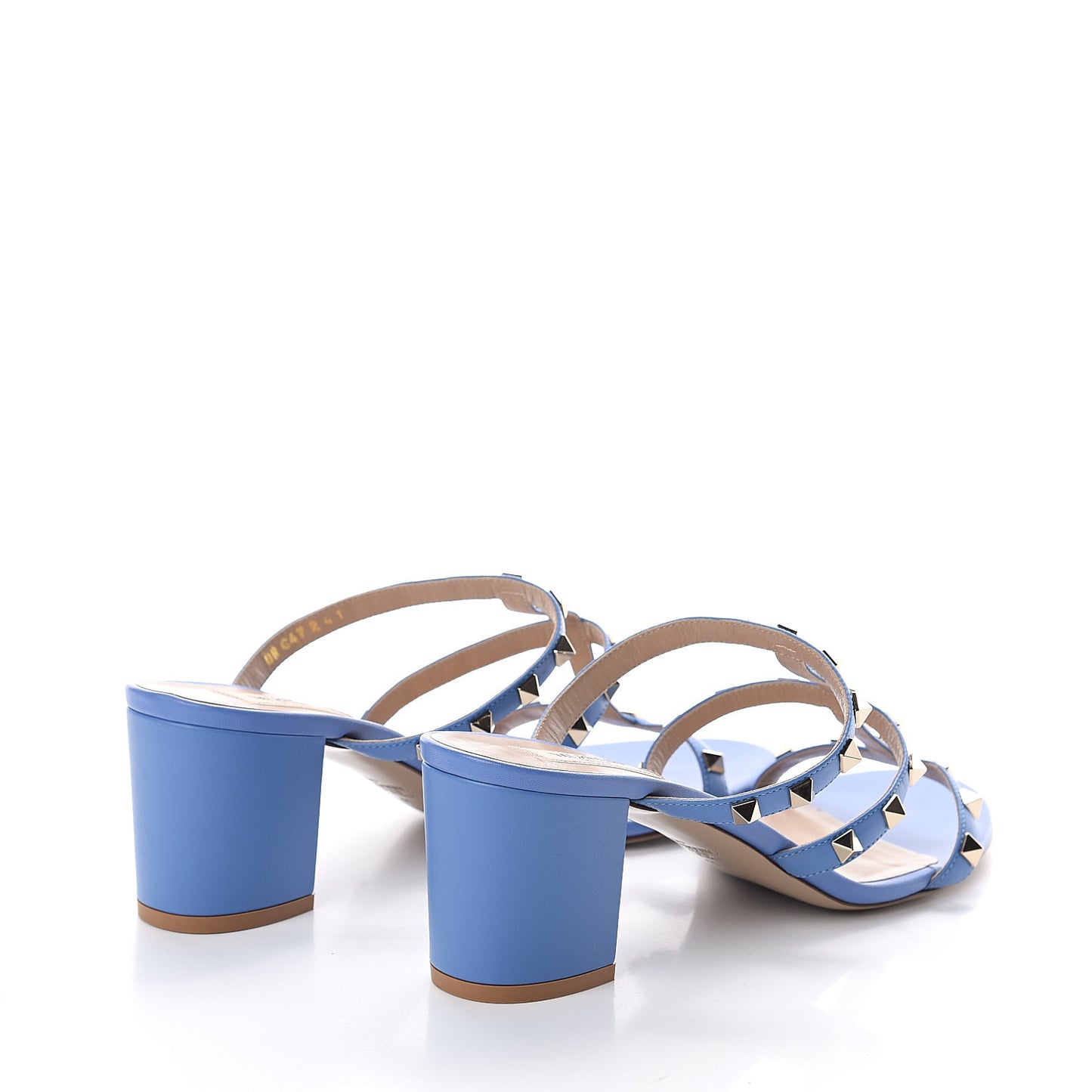 Calfskin Rockstud 60mm Caged Slide Sandals 41 Angel