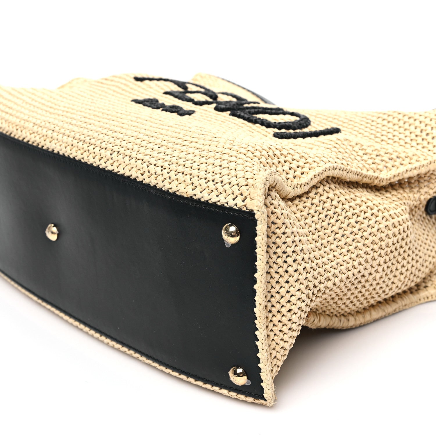 Fendi Raffia Vitello King Macrame Mesh Medium Peekaboo X-Tote Natural Black Cuoio 9 of 13