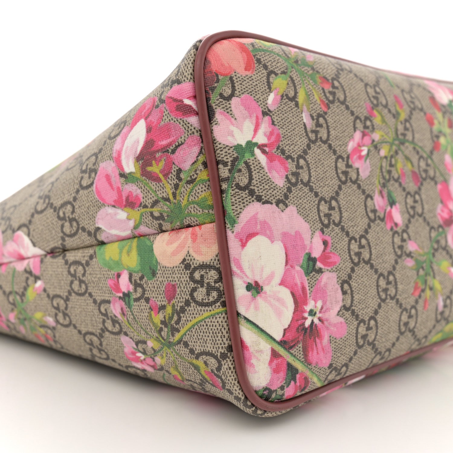 Gucci GG Supreme Monogram Blooms Medium Zippered Tote Beige Multicolor Dry Rose 9 of 12