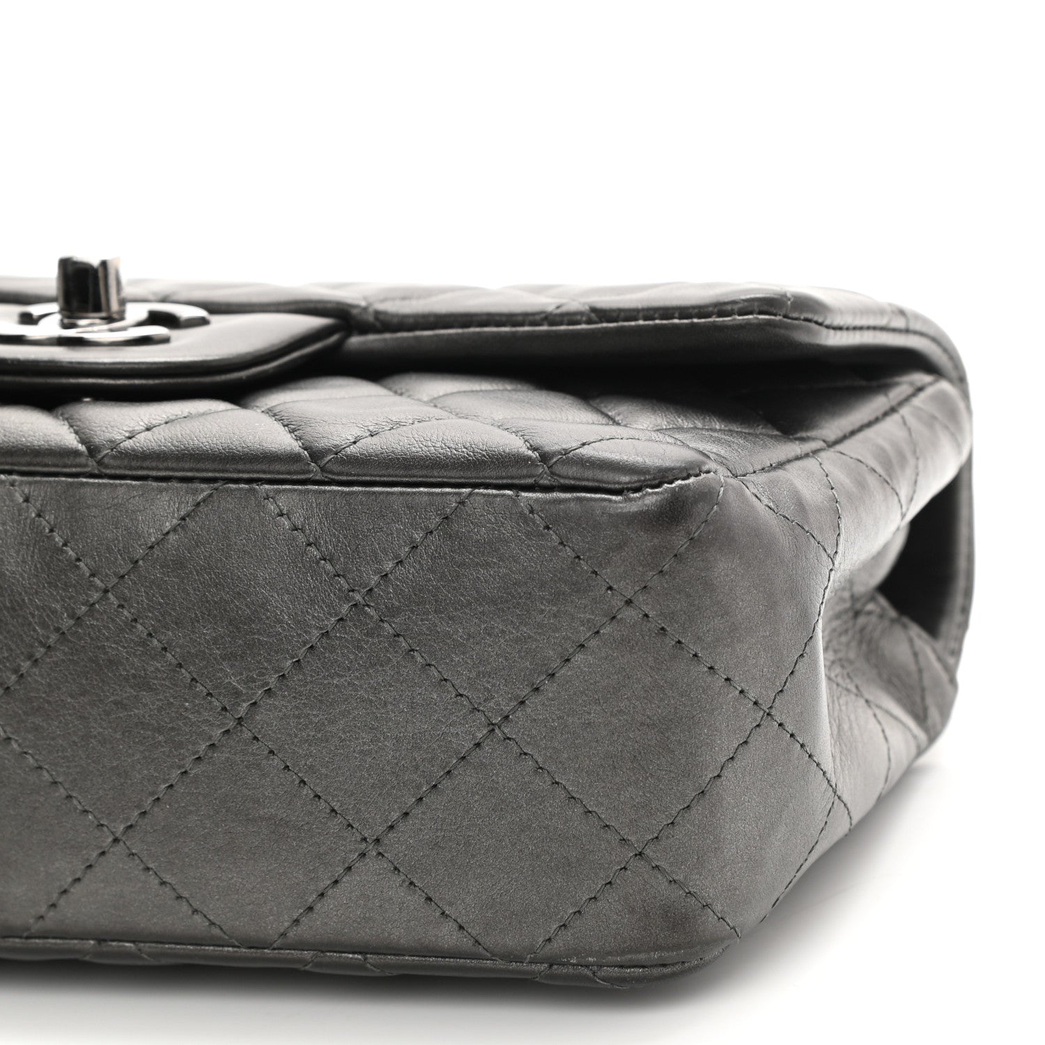 Chanel Iridescent Calfskin Quilted Mini Rectangular Flap Charcoal Grey 9 of 9