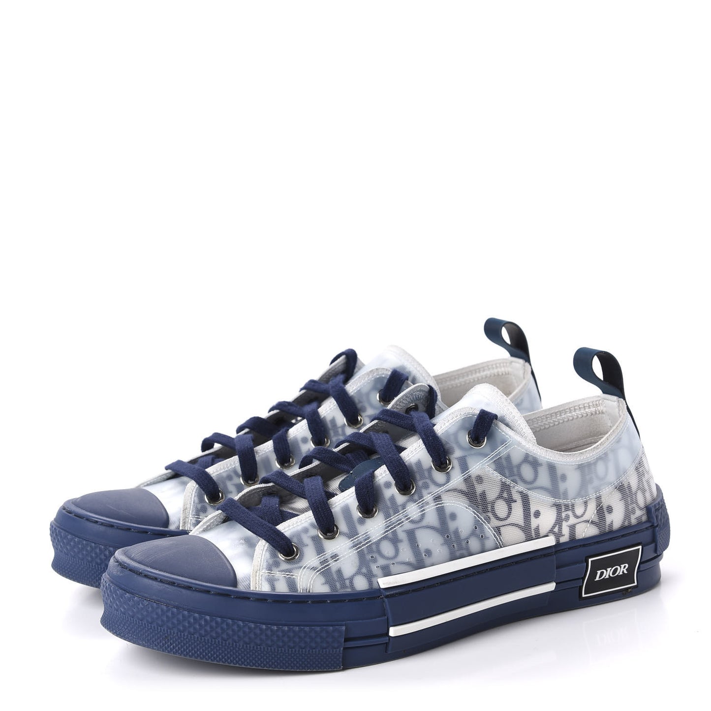 Technical Canvas Oblique Mens B23 Low Top Sneakers 42 White Blue