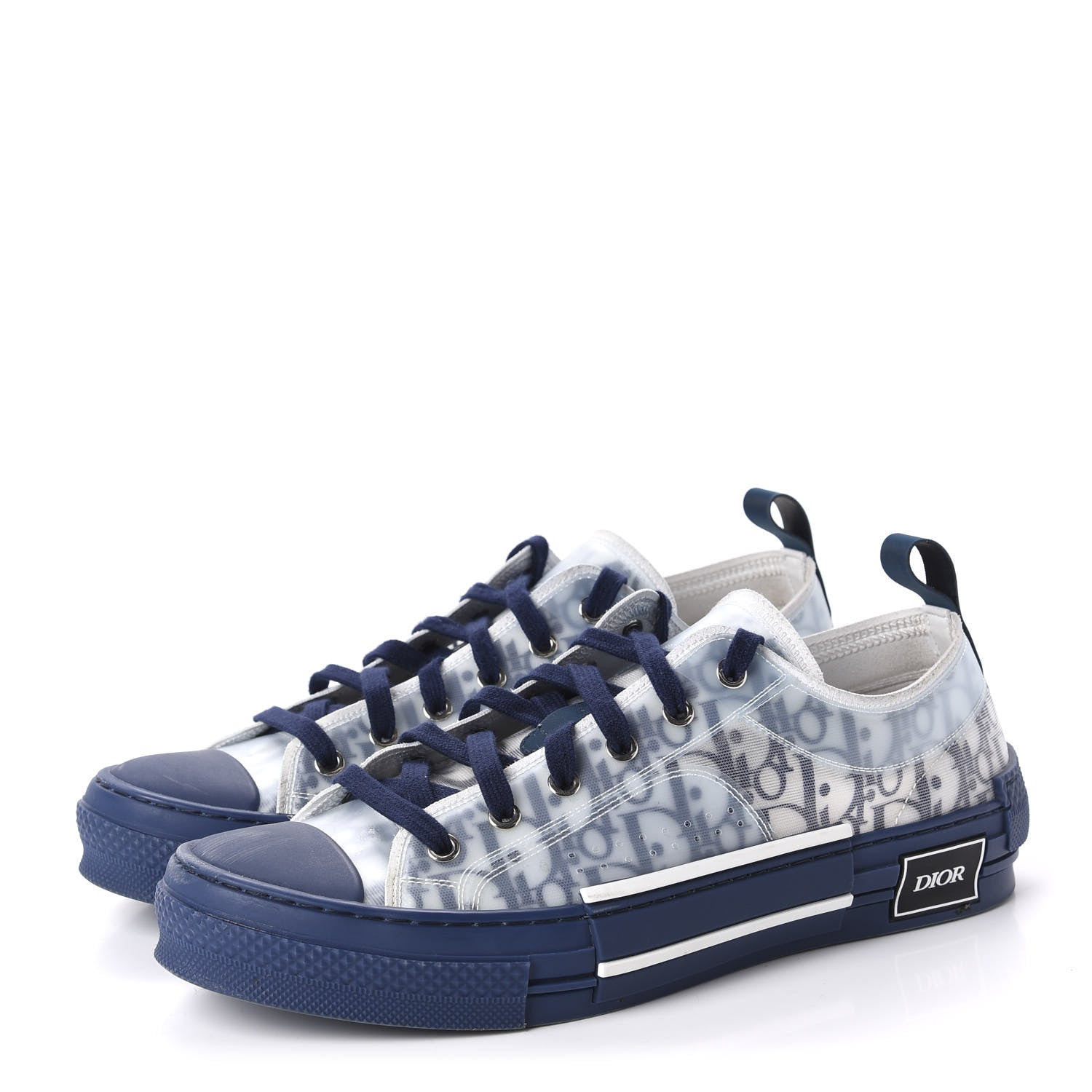 Christian Dior Technical Canvas Oblique Mens B23 Low Top Sneakers 42 White Blue 3 of 12