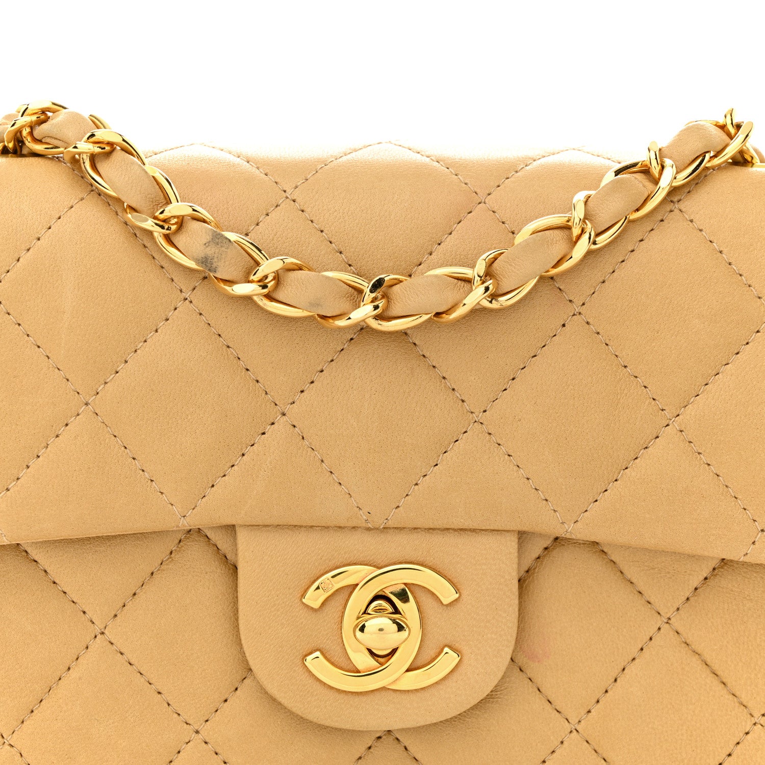 Chanel Lambskin Quilted Mini Square Flap Beige 8 of 13