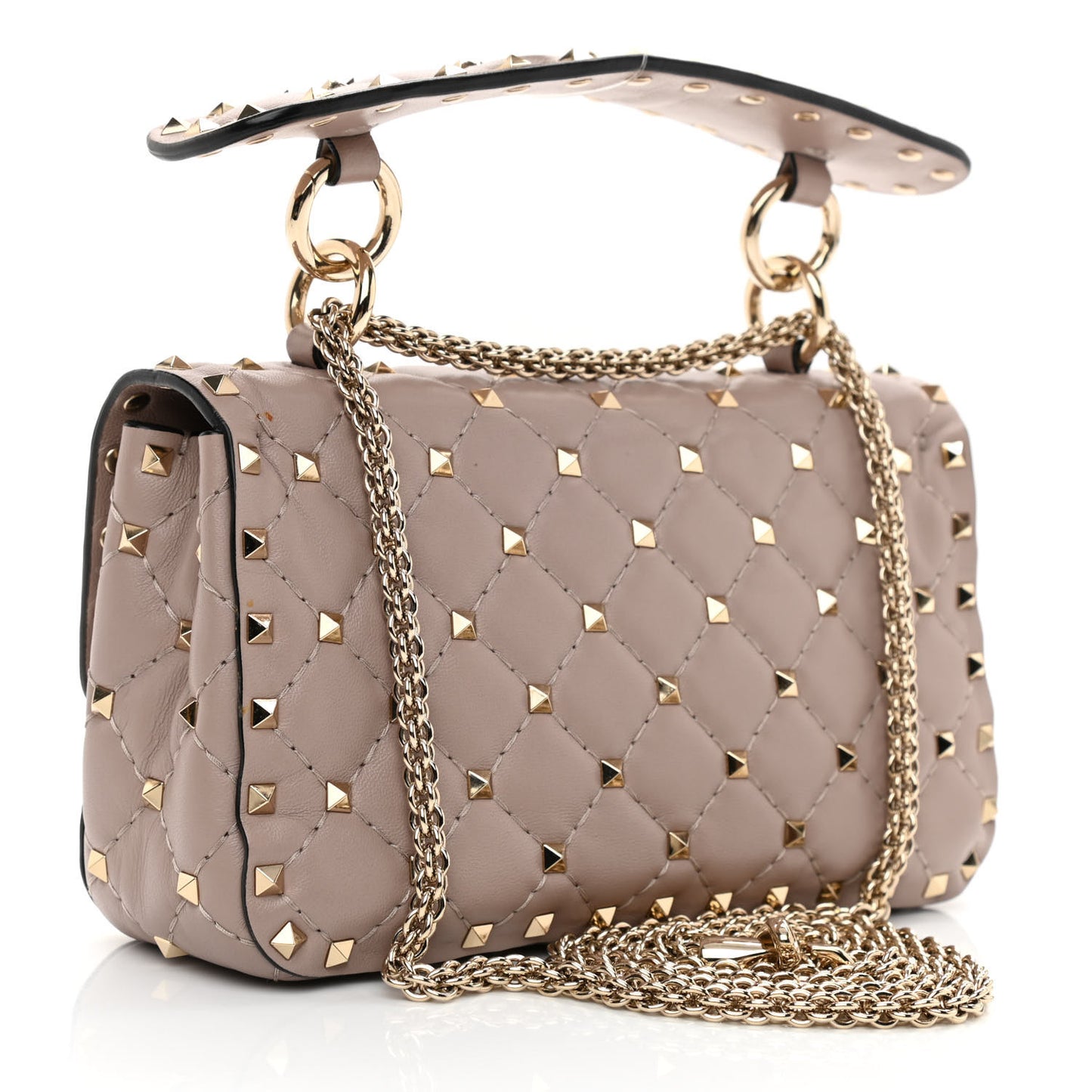 Nappa Small Rockstud Spike Shoulder Bag Poudre