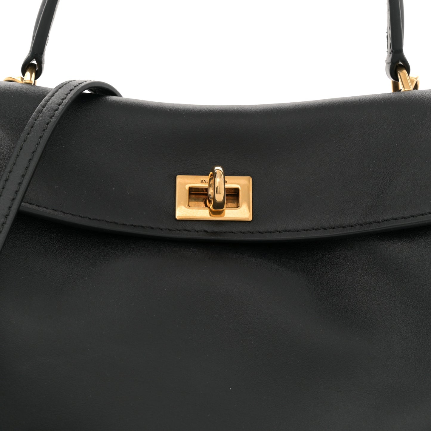 Natural Smooth Calfskin Mini Rodeo Top Handle Handbag Black