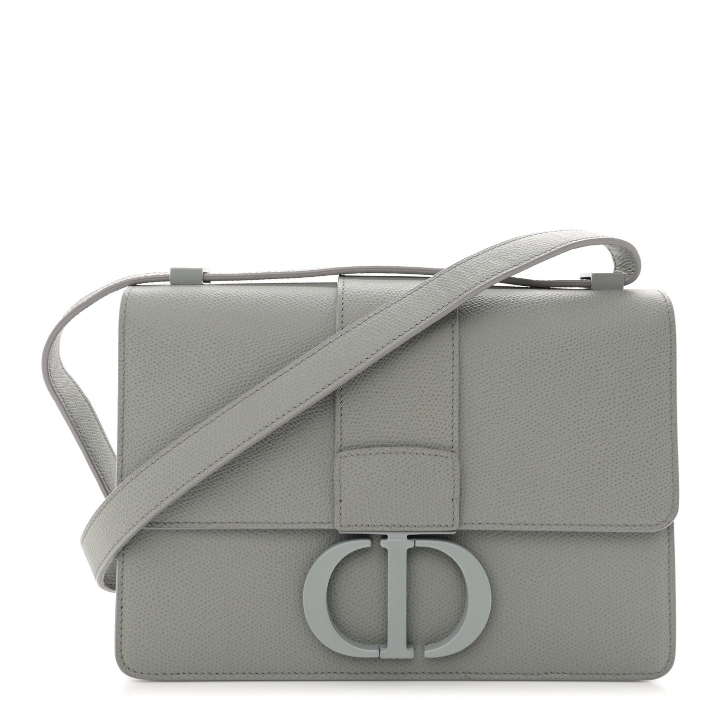 Ultra Matte Grained Calfskin 30 Montaigne Flap Bag Grey