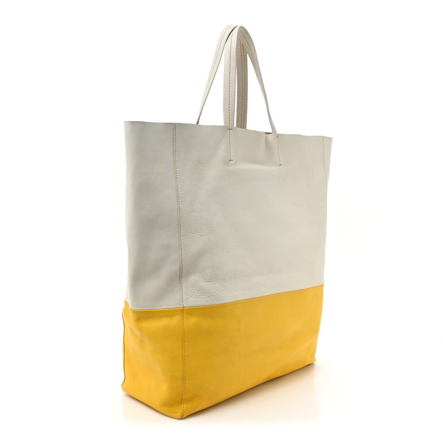 Lambskin Vertical Bi-Cabas White Sun Yellow