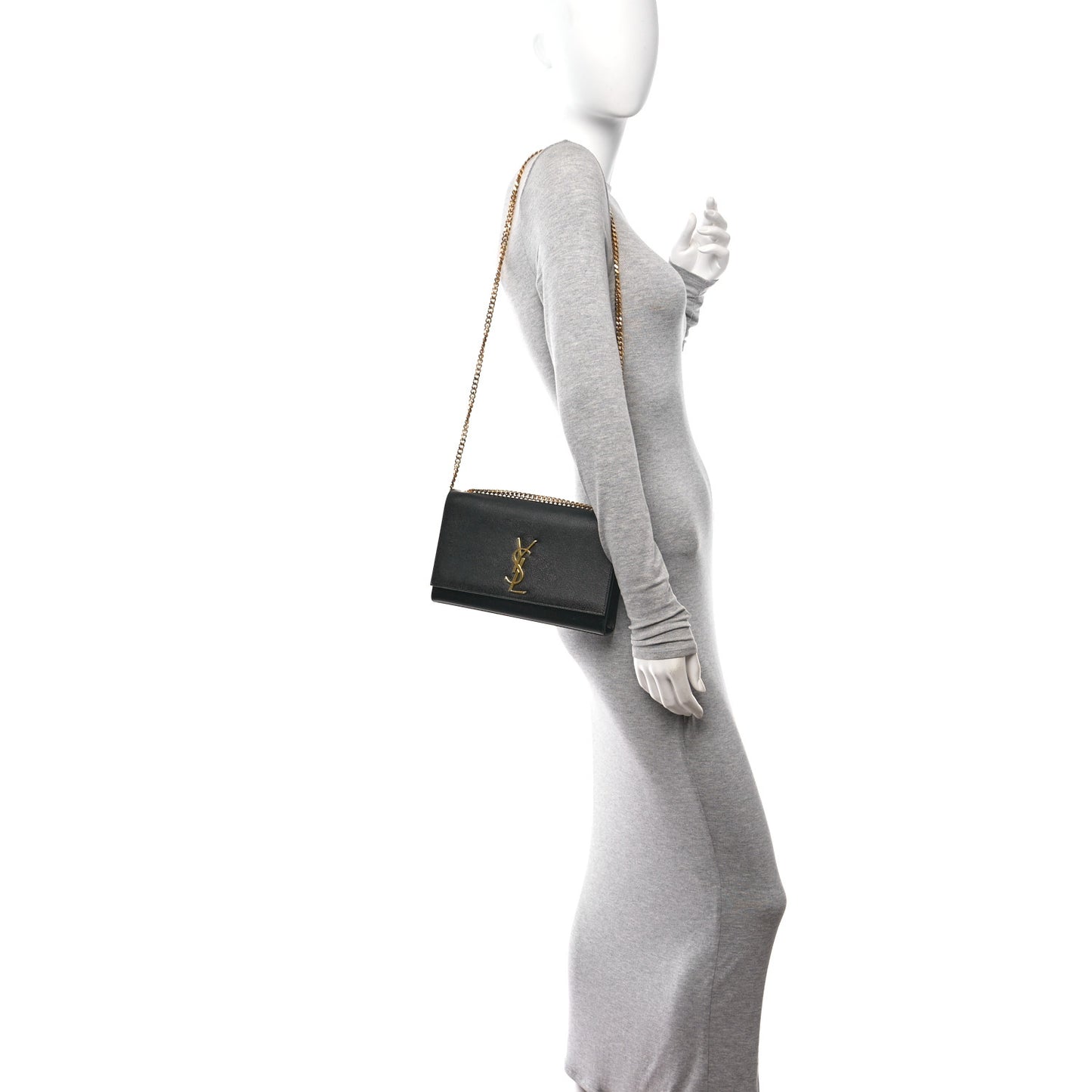 Grain De Poudre Medium Classic Monogram Kate Satchel Black