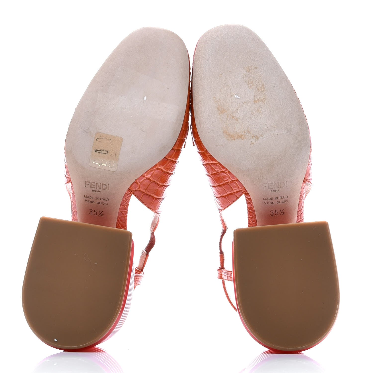 Fendi Calfskin Crocodile Embossed Promenade Slingback Loafer Pumps 35.5 Rust 6 of 9