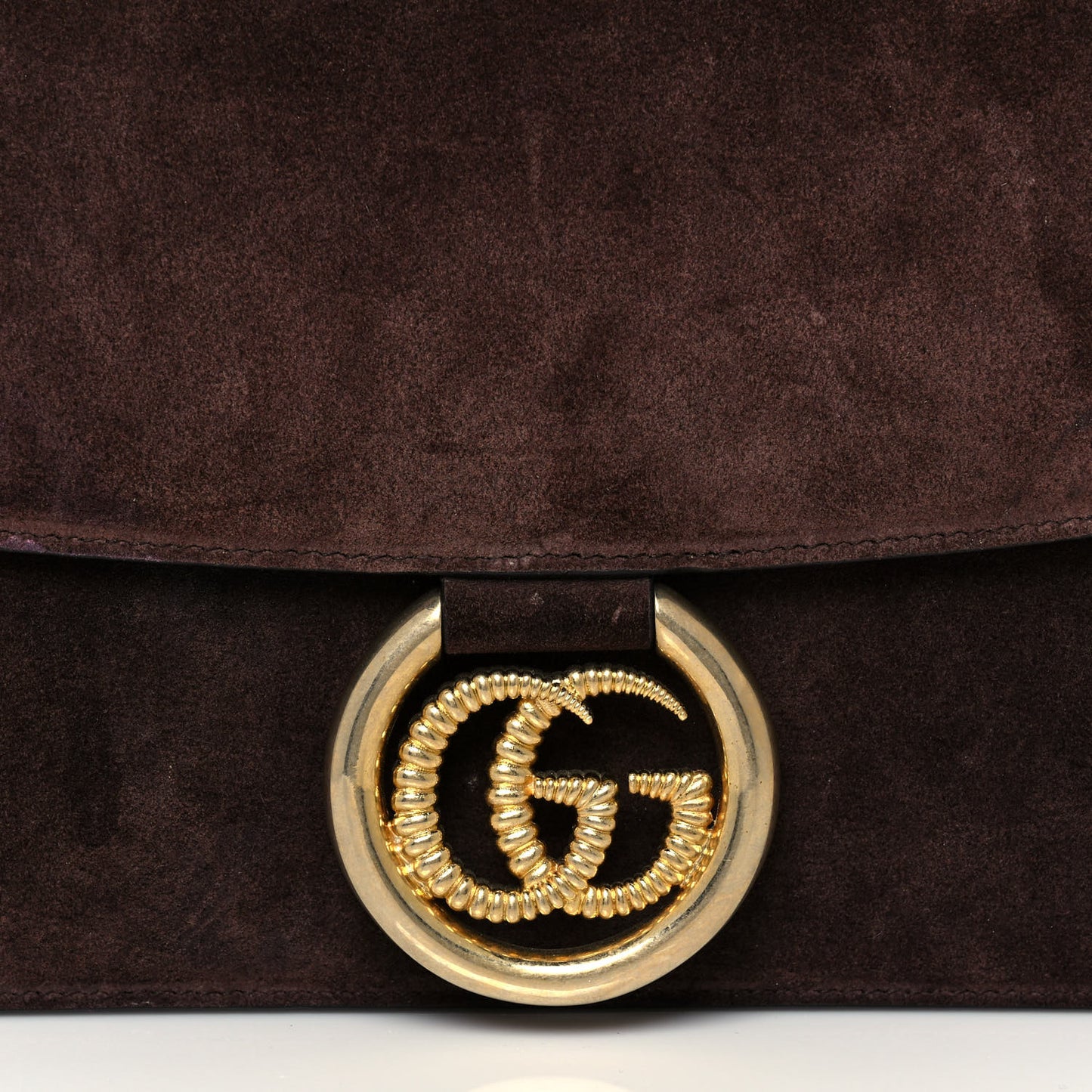 Suede Medium Torchon GG Ring Shoulder Bag Reflex Brown