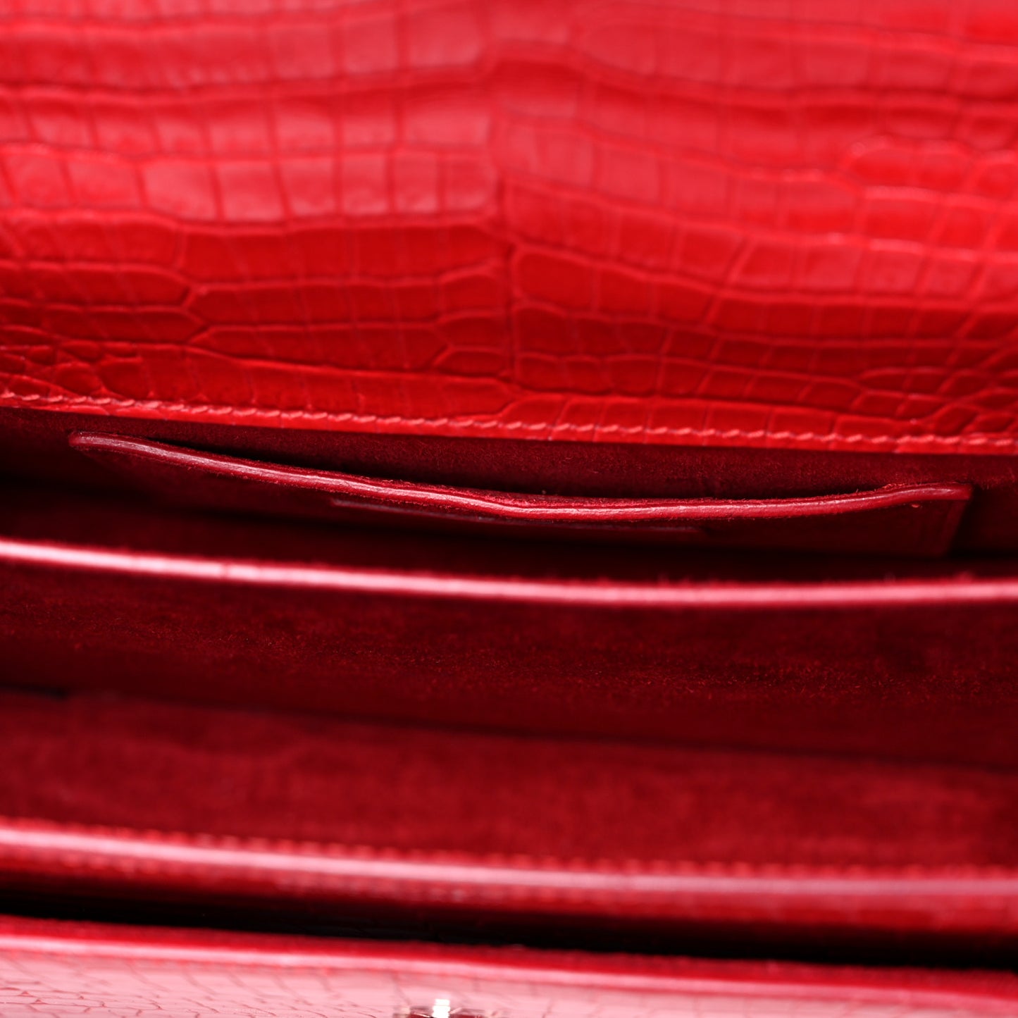 Calfskin Crocodile Embossed Medium Monogram Sunset Rouge Eros