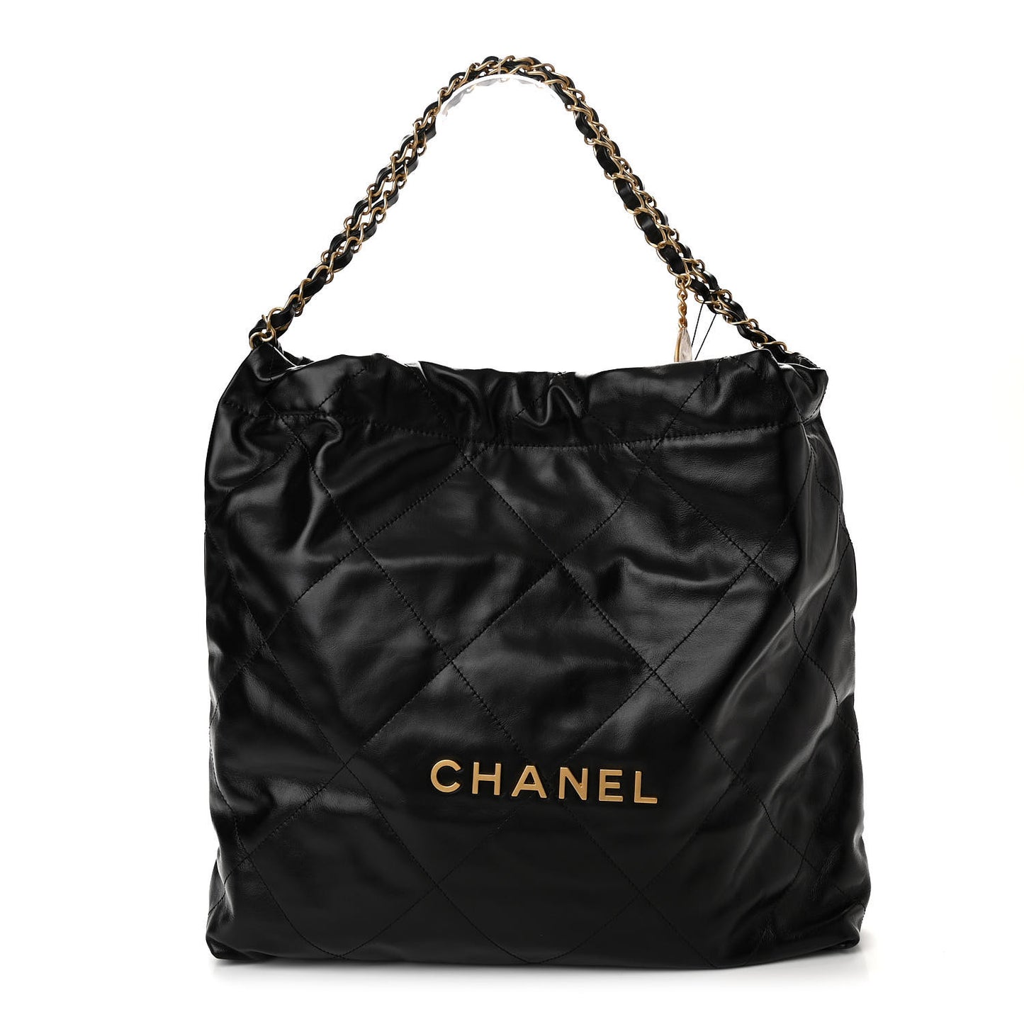 Shiny Calfskin Quilted Chanel 22 Black