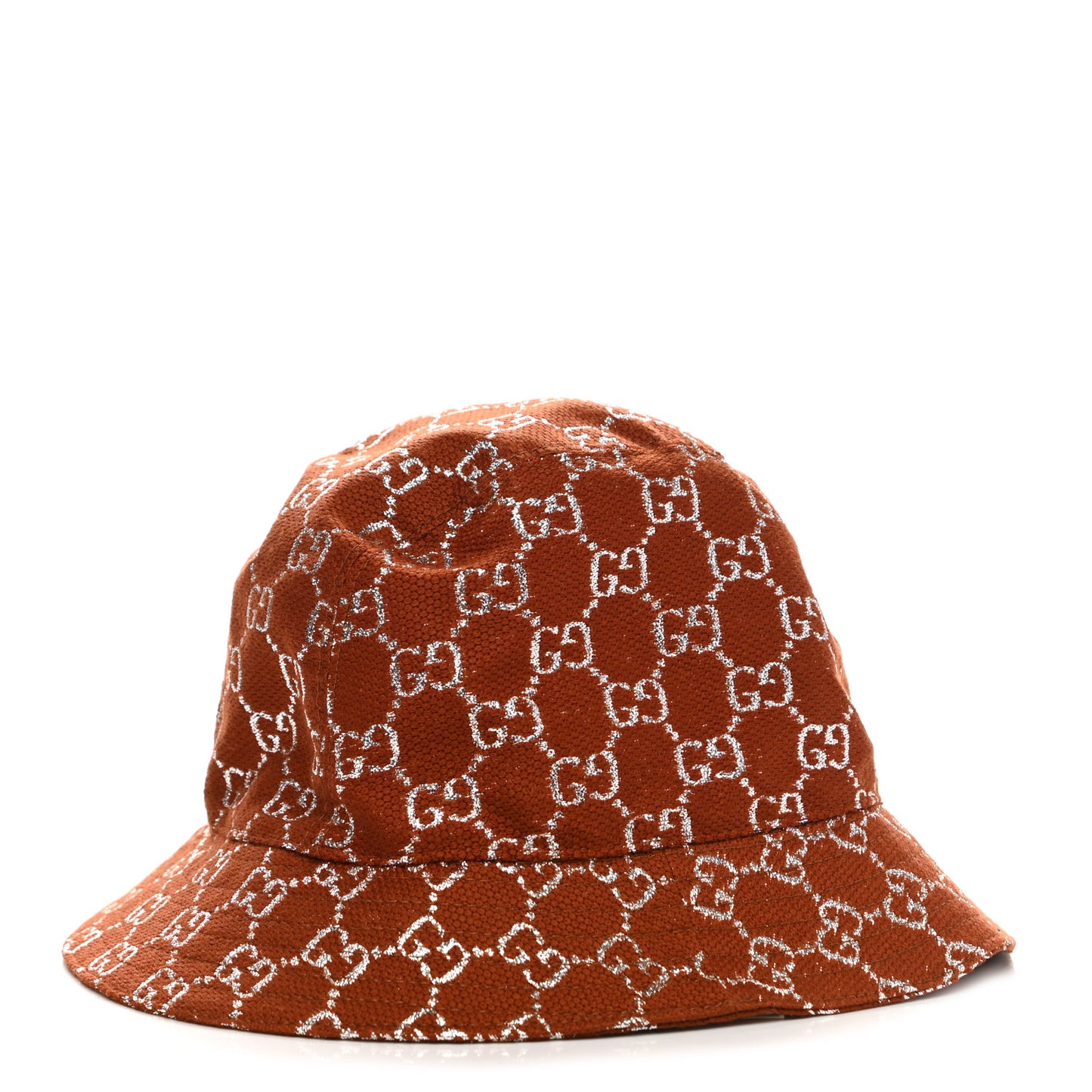 Canvas Lame GG Monogram Bucket Hat S Burnt Orange Silver