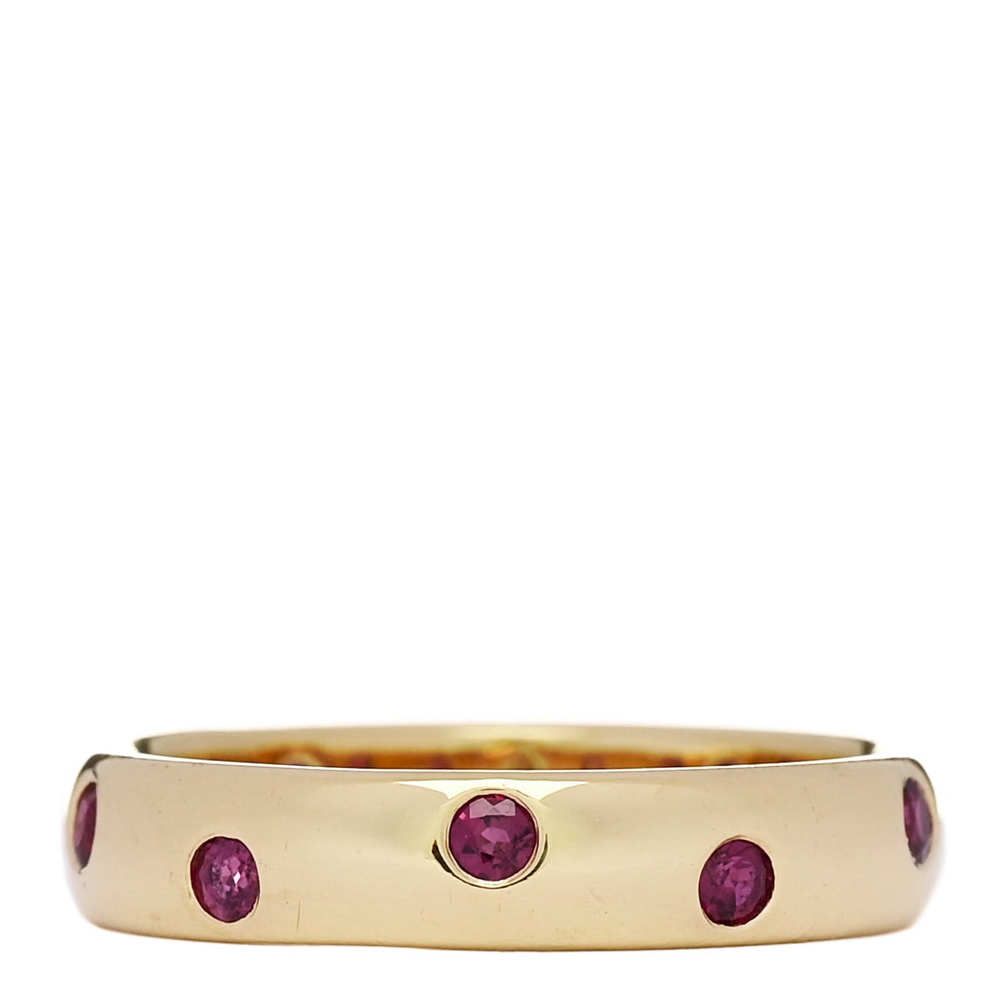 18K Yellow Gold Ruby Etoile Band Ring 56 7.5