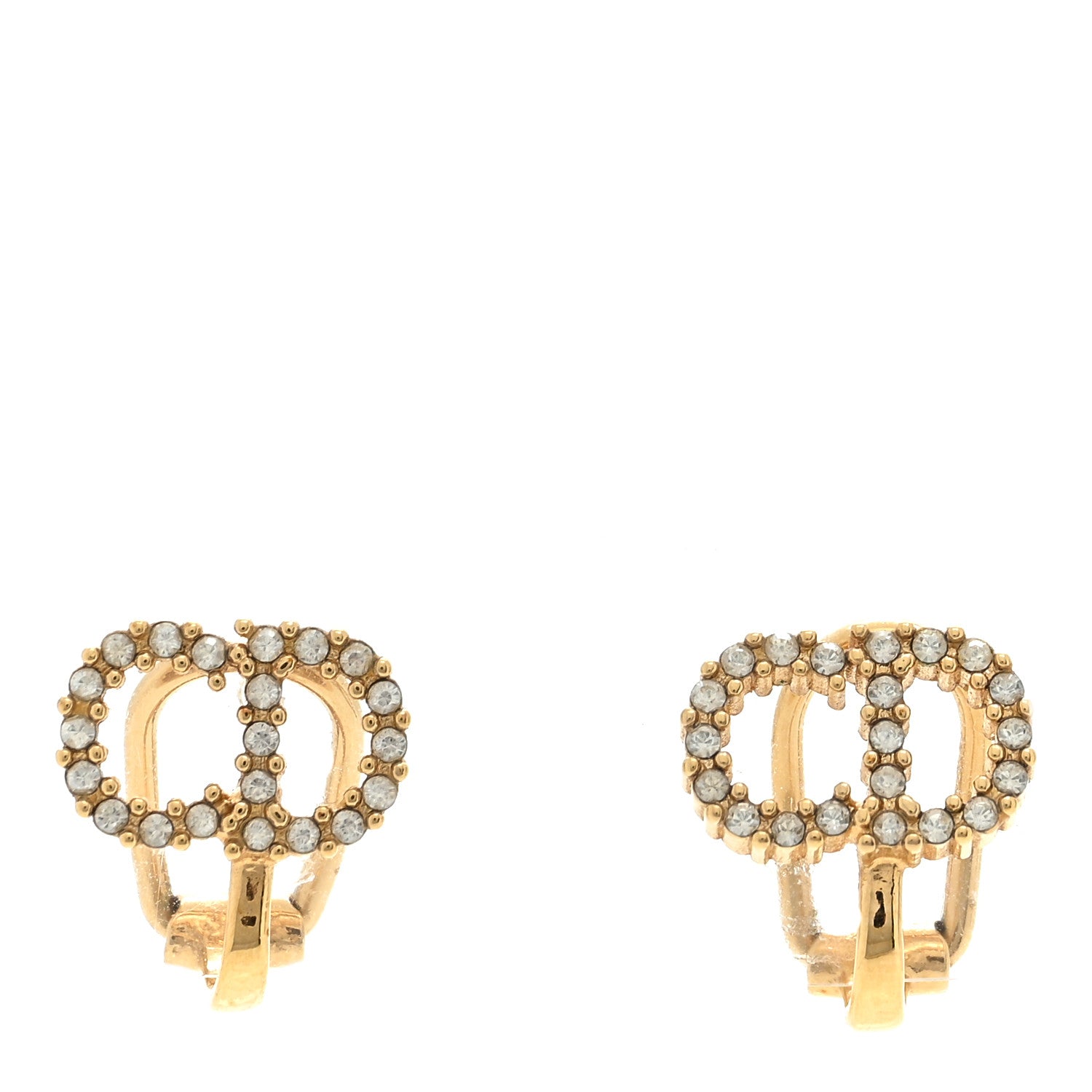 Christian Dior Crystal Clair D Lune Clip On Earrings Gold