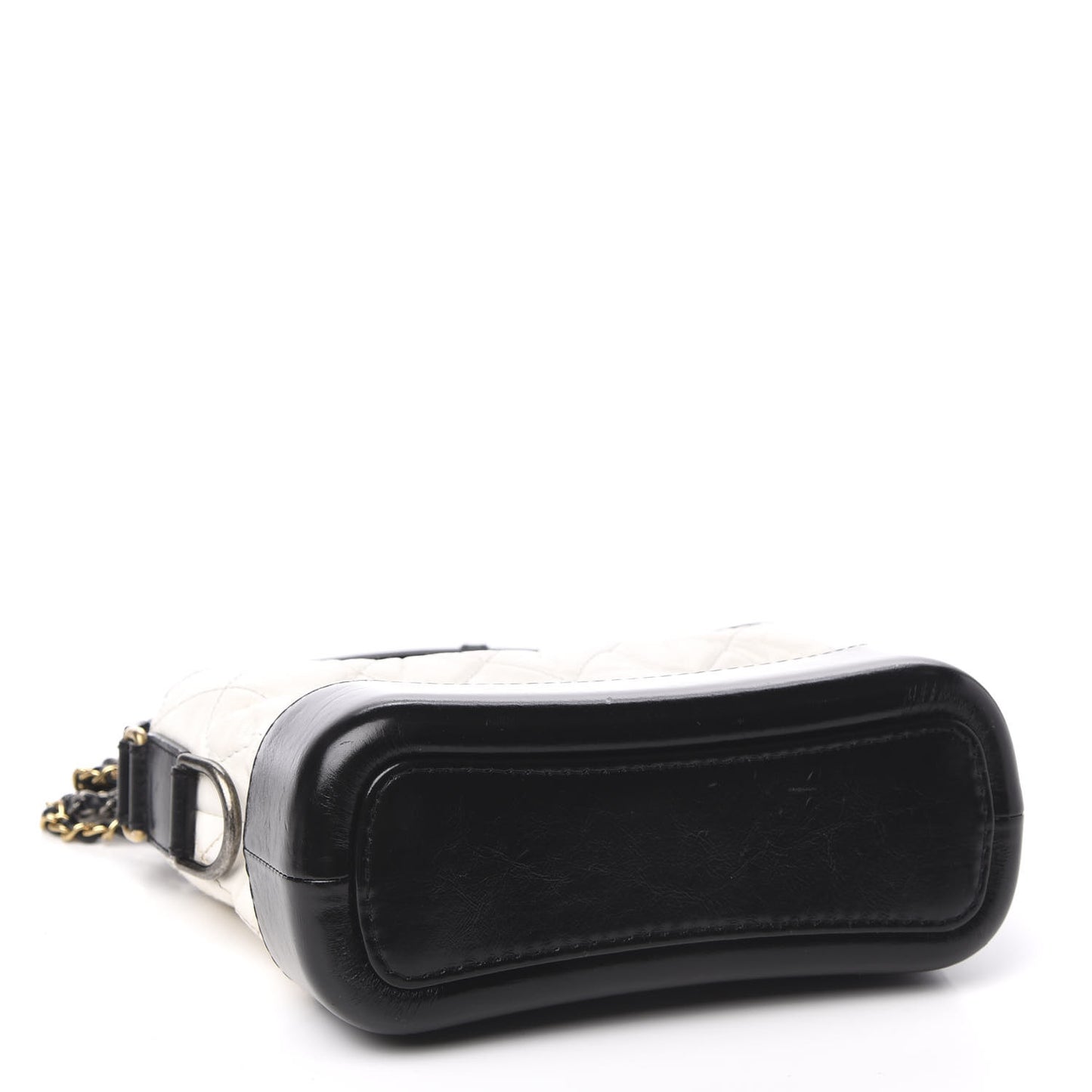 Aged Calfskin Quilted Small Gabrielle Hobo Black White