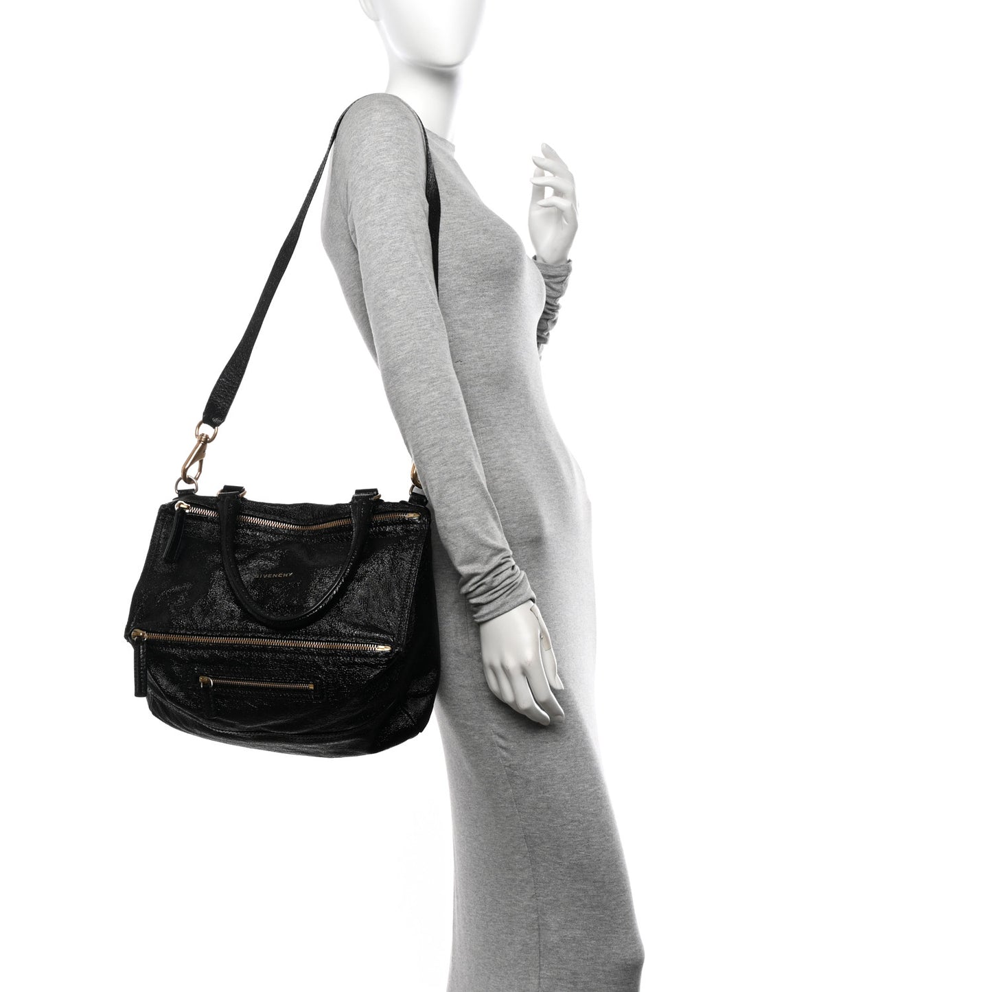 Crinkled Patent Medium Pandora Black
