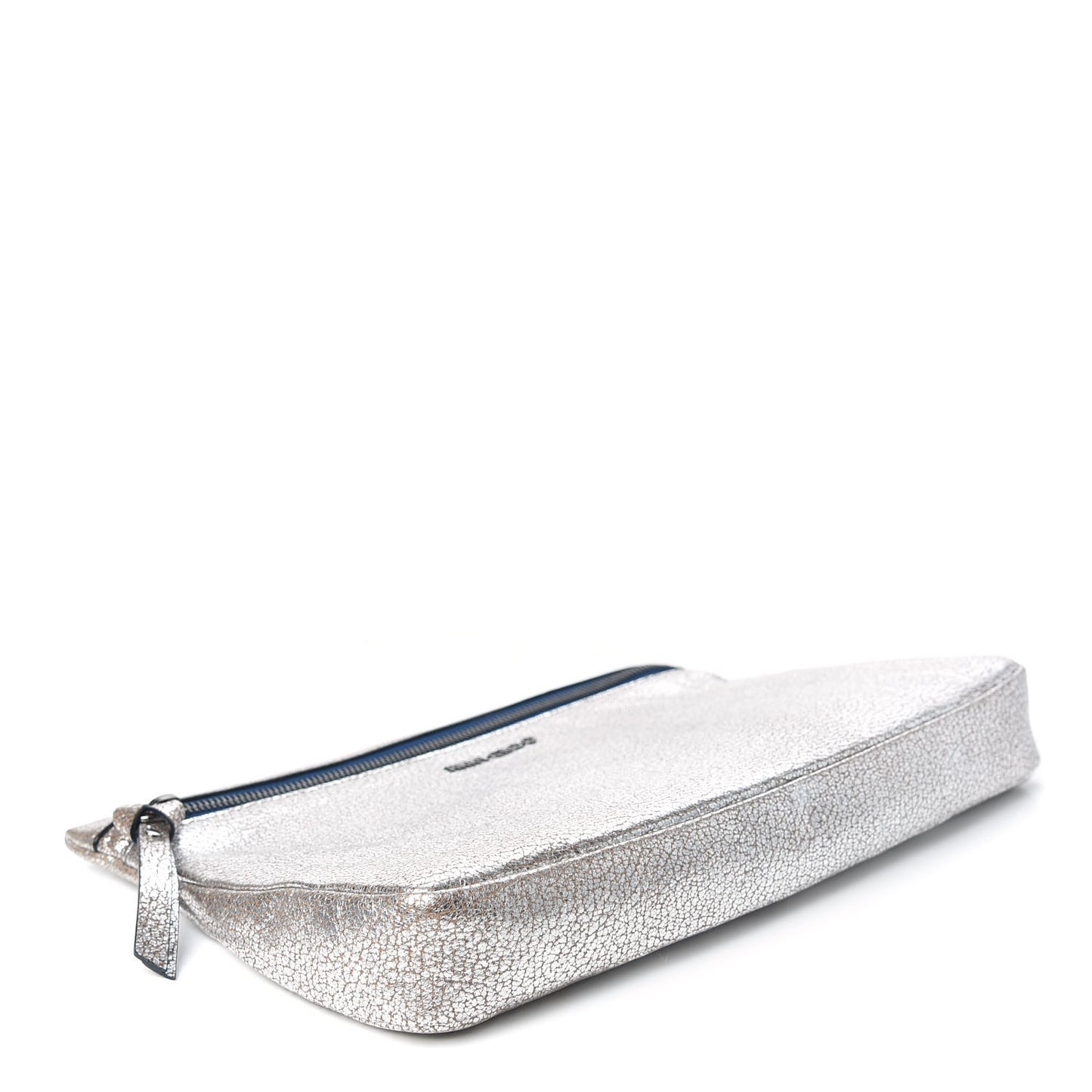 Shimmer Calfskin Zena Clutch Silver