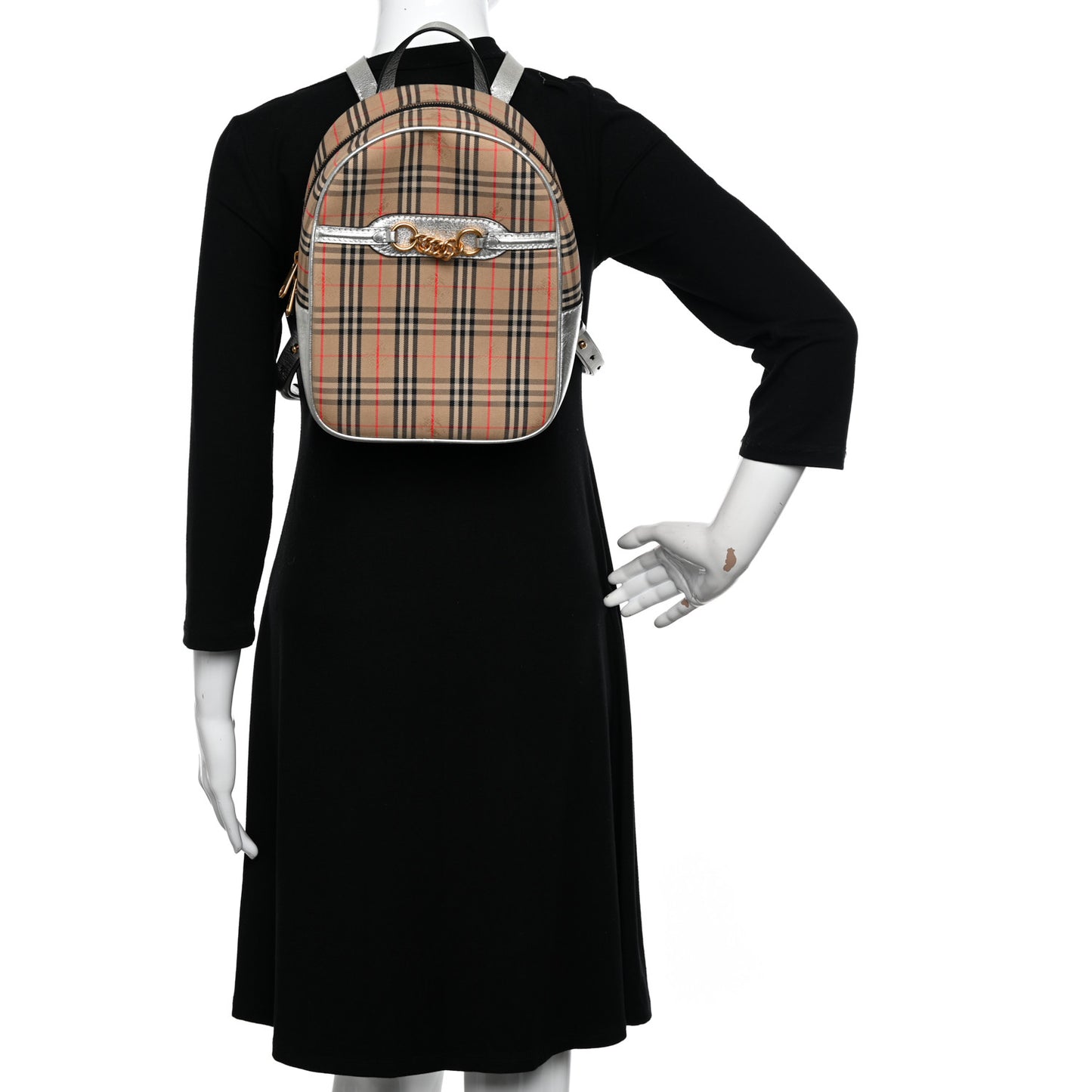 Smooth Calfskin 1983 Knight Check Link Backpack Silver