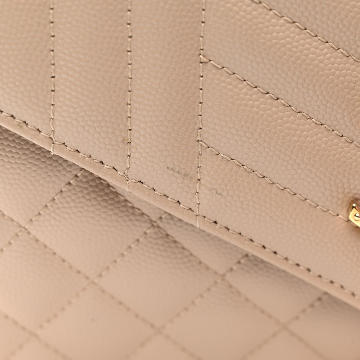 Grain De Poudre Mixed Matelasse Triquilt Monogram Chain Wallet Dark Beige