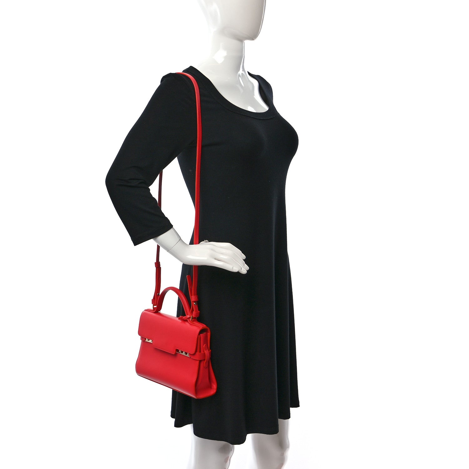 Delvaux Calfskin Mini Tempete Satchel Red 2 of 18