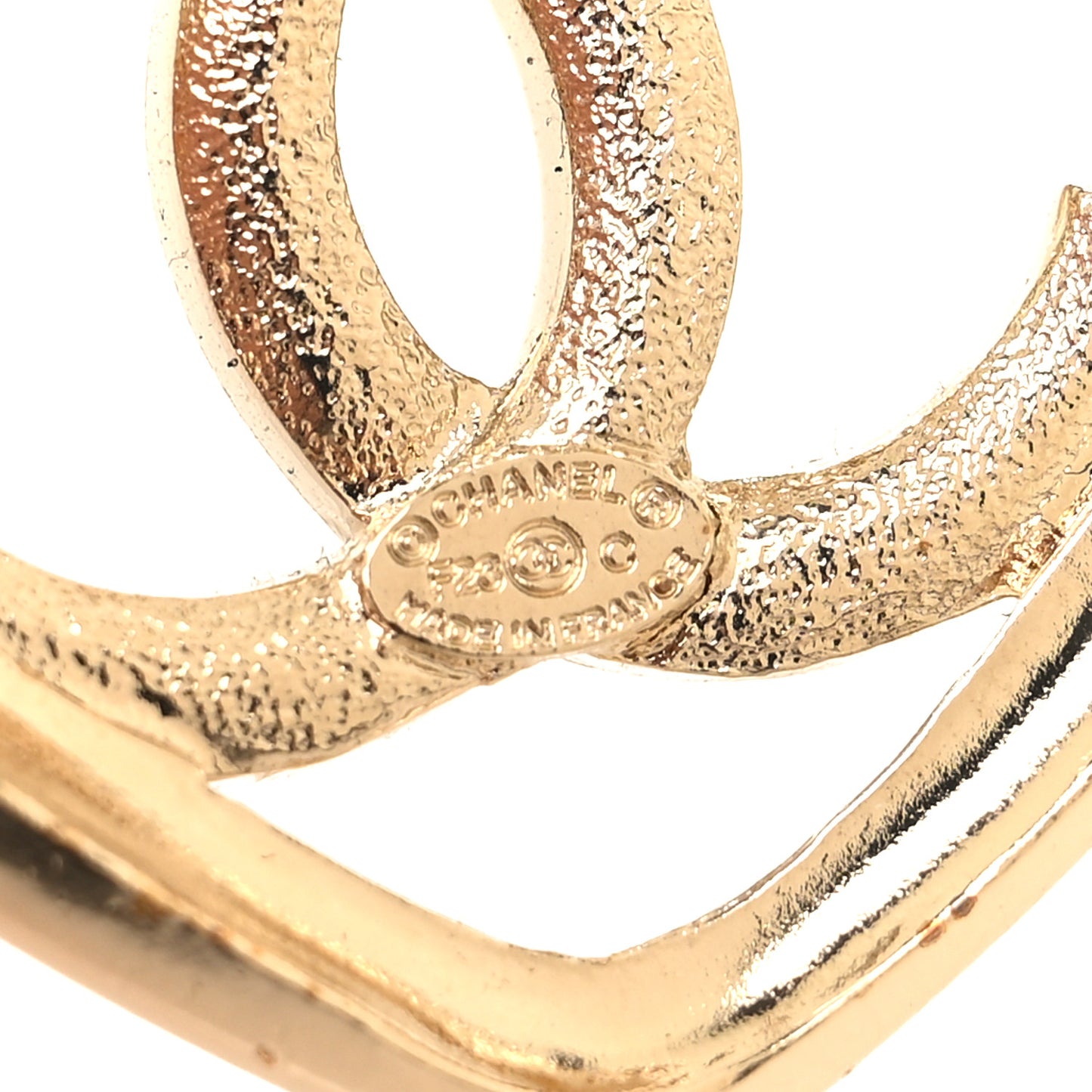 Metal Crystal CC Logo Heart Earrings Gold