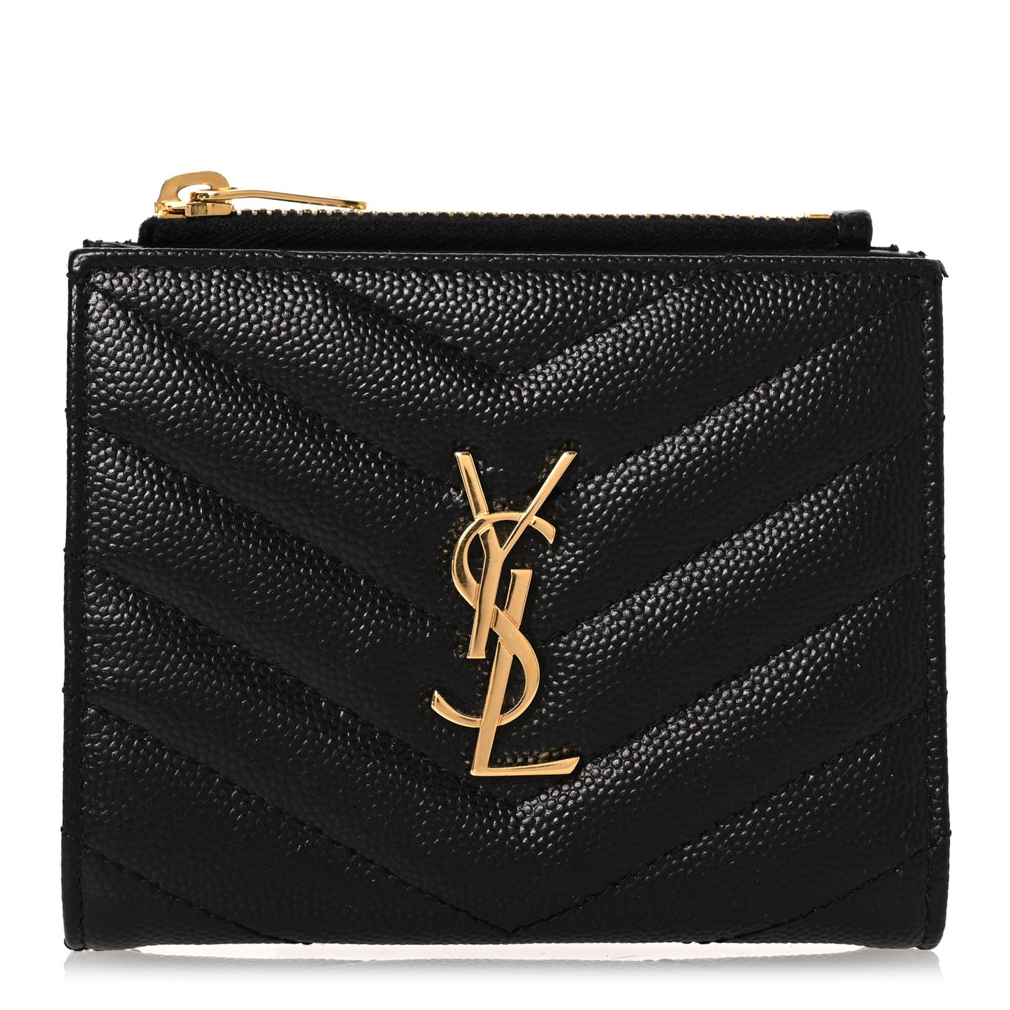 Grain De Poudre Matelasse Chevron Monogram Zipped Card Case Black